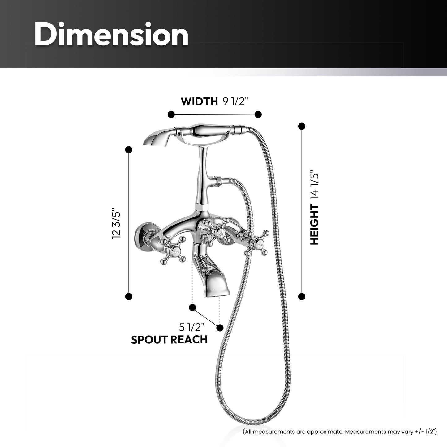 Vinnova, Juniper Adjustable-Center Wall-Mount Tub Faucet