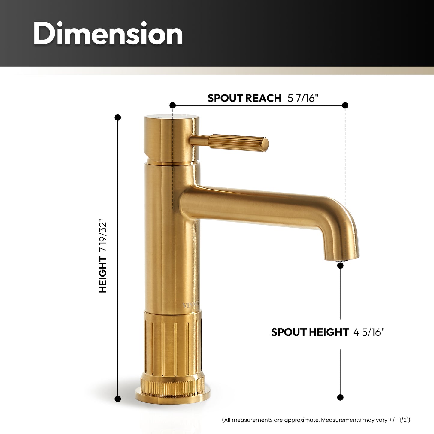 Vinnova, Mexico Single High-Handle Hole Lever Vessel Brushed Gold Bathroom Faucet