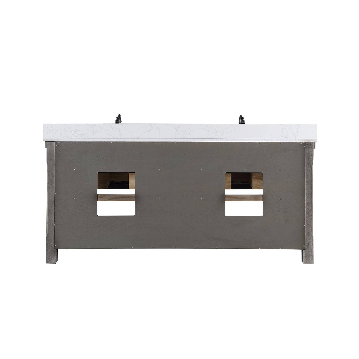 Vinnova, Villareal 72" Double Bath Vanity in Classical Grey with Composite Stone Top in White, White Farmhouse Basin and Mirror