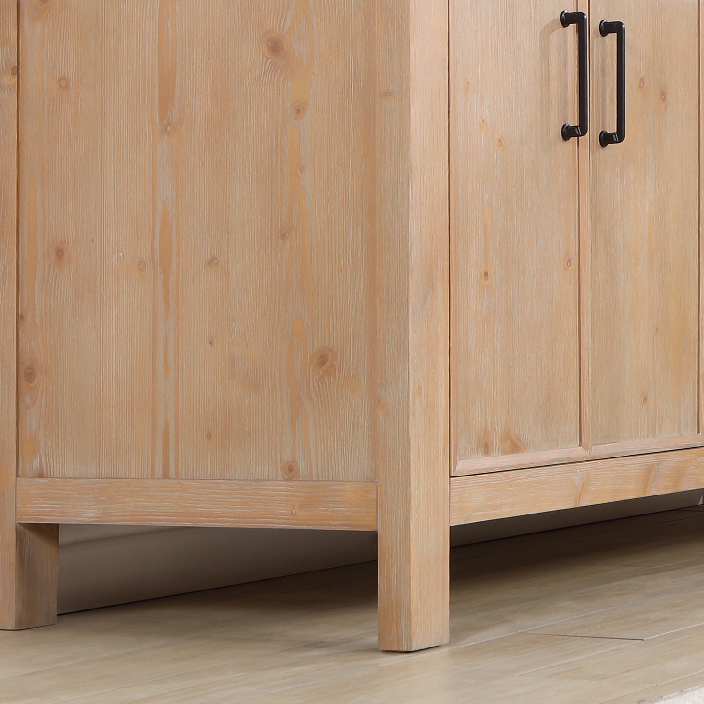 Vinnova, León 72in. Free-standing Double Bathroom Vanity in Fir Wood Brown with Composite top in Lightning White