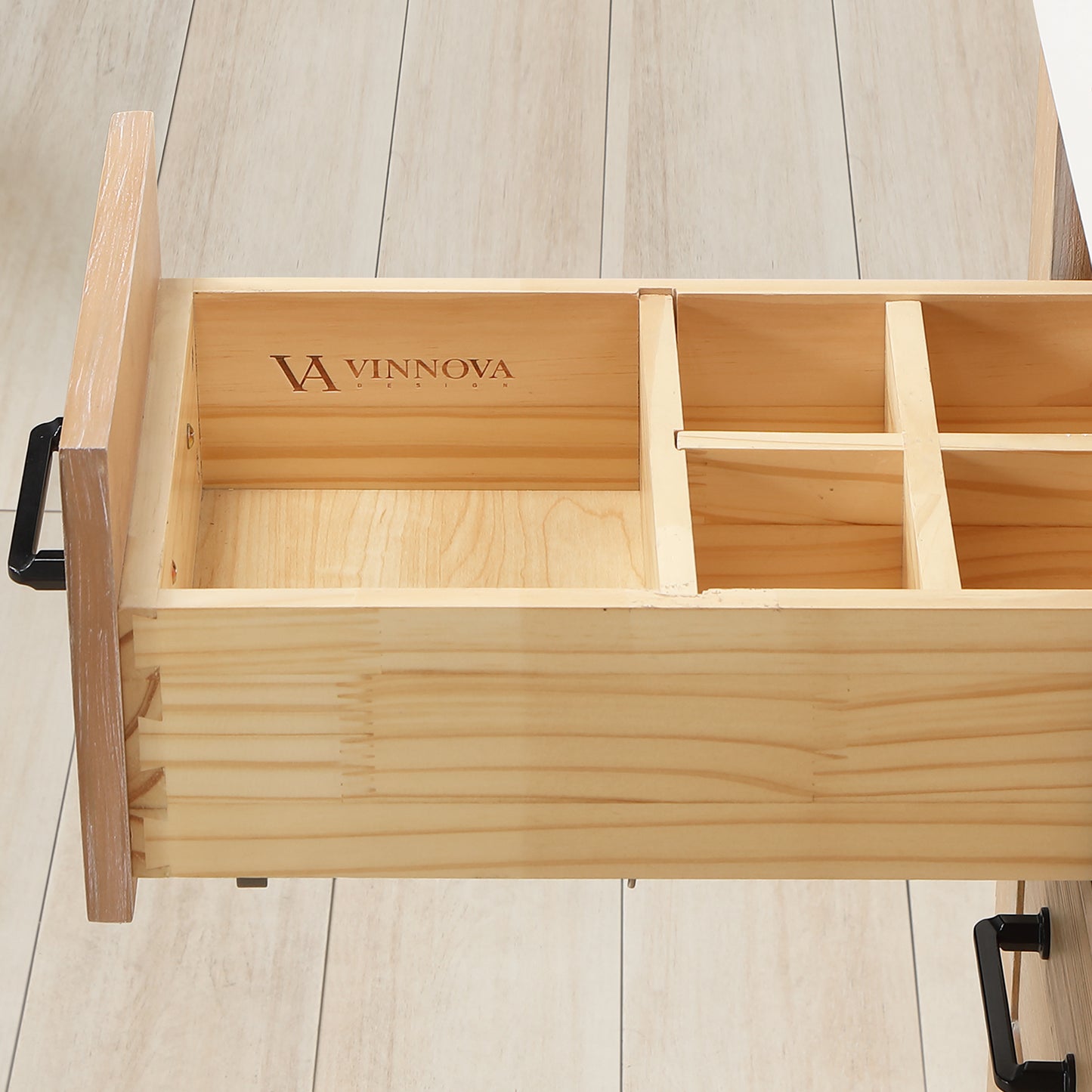 Vinnova, León 84in. Free-standing Double Bathroom Vanity in Fir Wood Brown with Composite top in Lightning White
