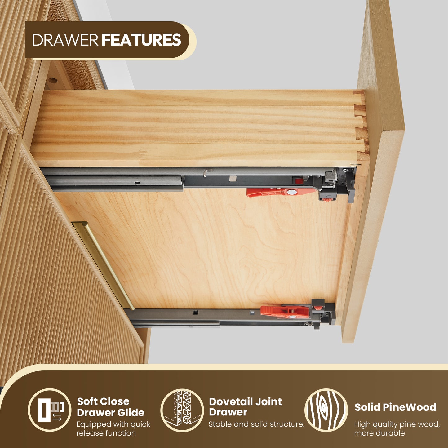 Vinnova, Hohhot 72" Free-standing Double Bath Vanity in Washed Ash Grey with White Integrated Stone Sink Top