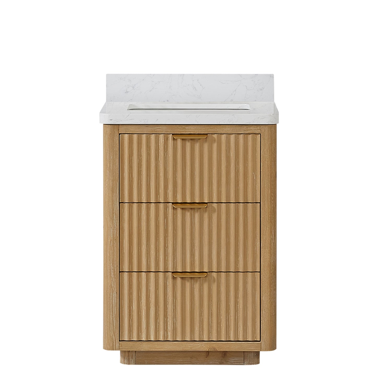 Vinnova, Cádiz 24in. Free-standing Single Bathroom Vanity in Washed Ash Grey with Composite top in Lightning White