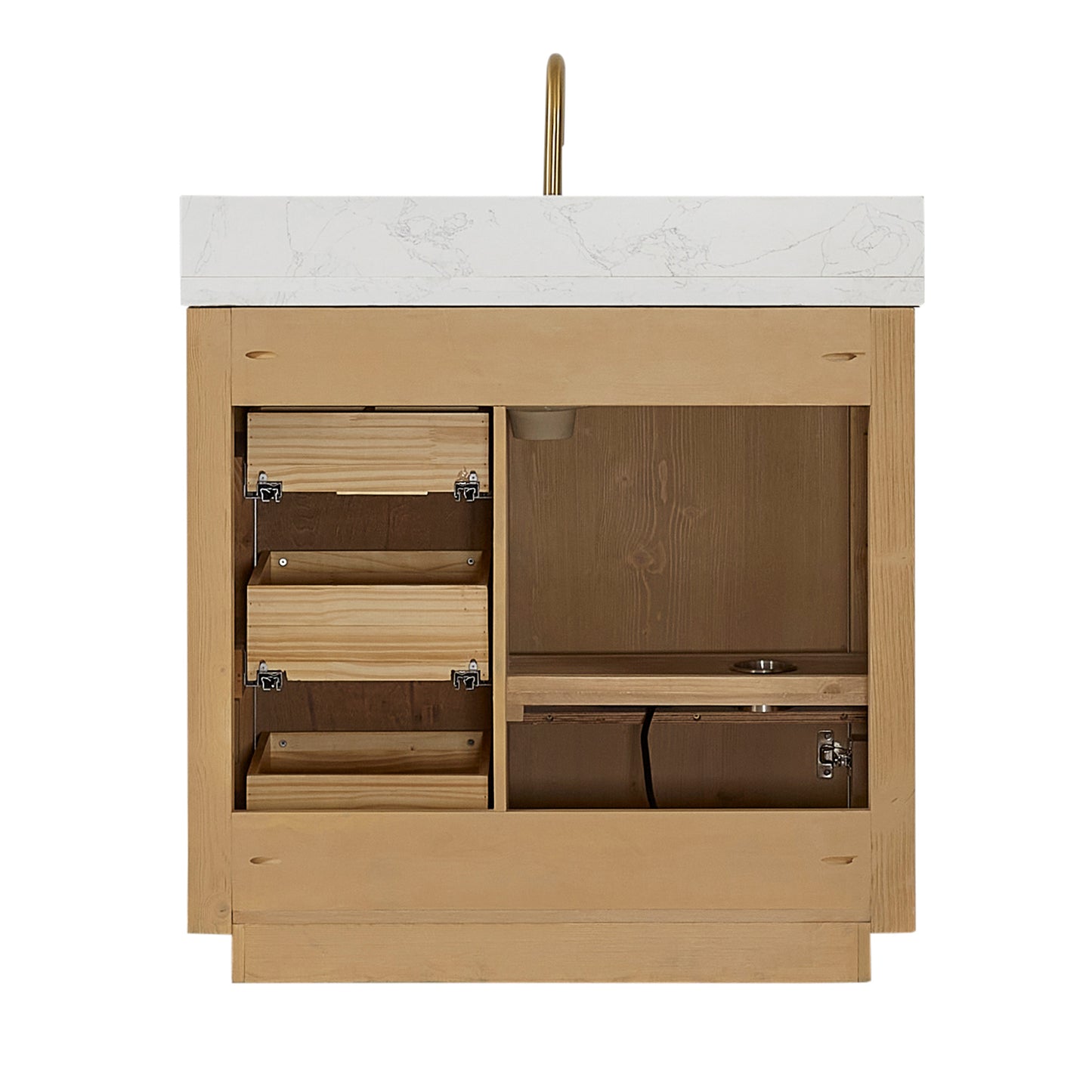 Vinnova, Cádiz 36in. Free-standing Single Bathroom Vanity in Washed Ash Grey with Composite top in Lightning White