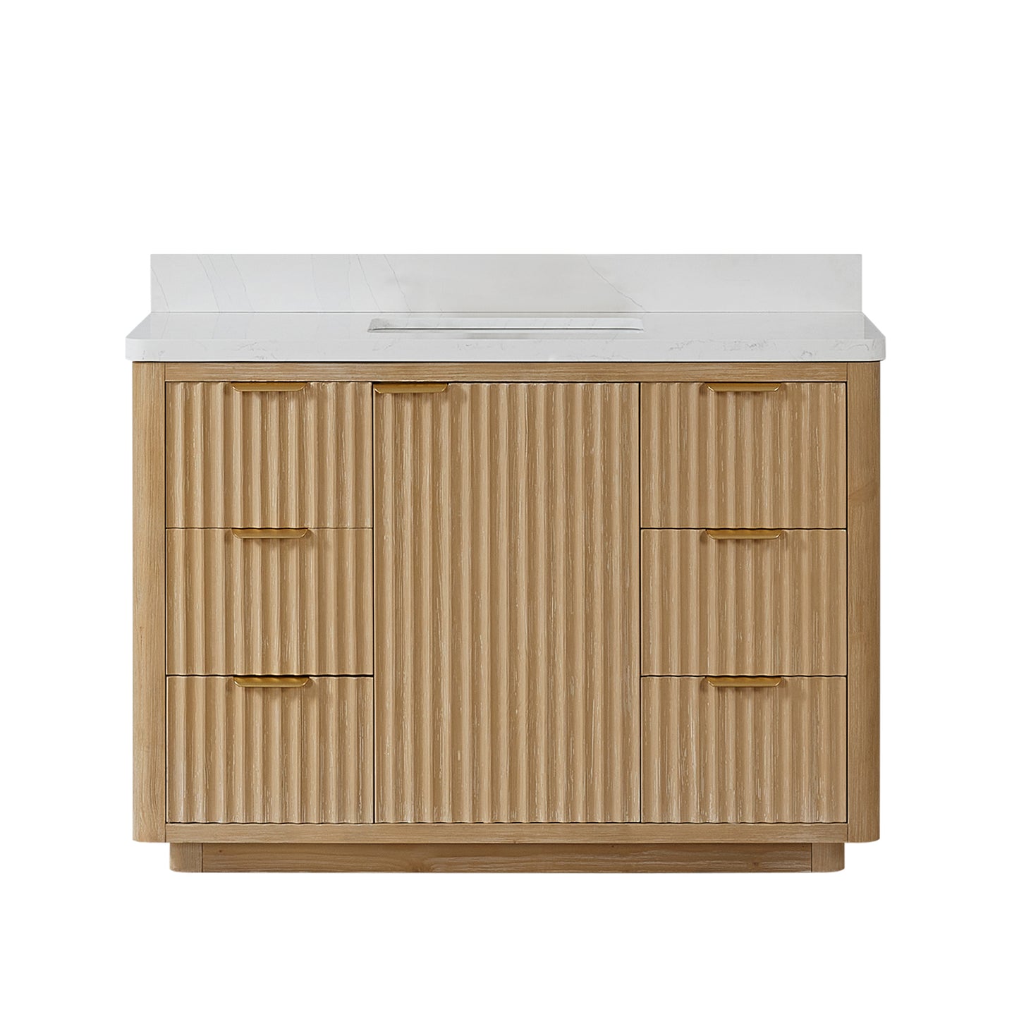 Vinnova, Cádiz 48in. Free-standing Single Bathroom Vanity in Washed Ash Grey with Composite top in Lightning White