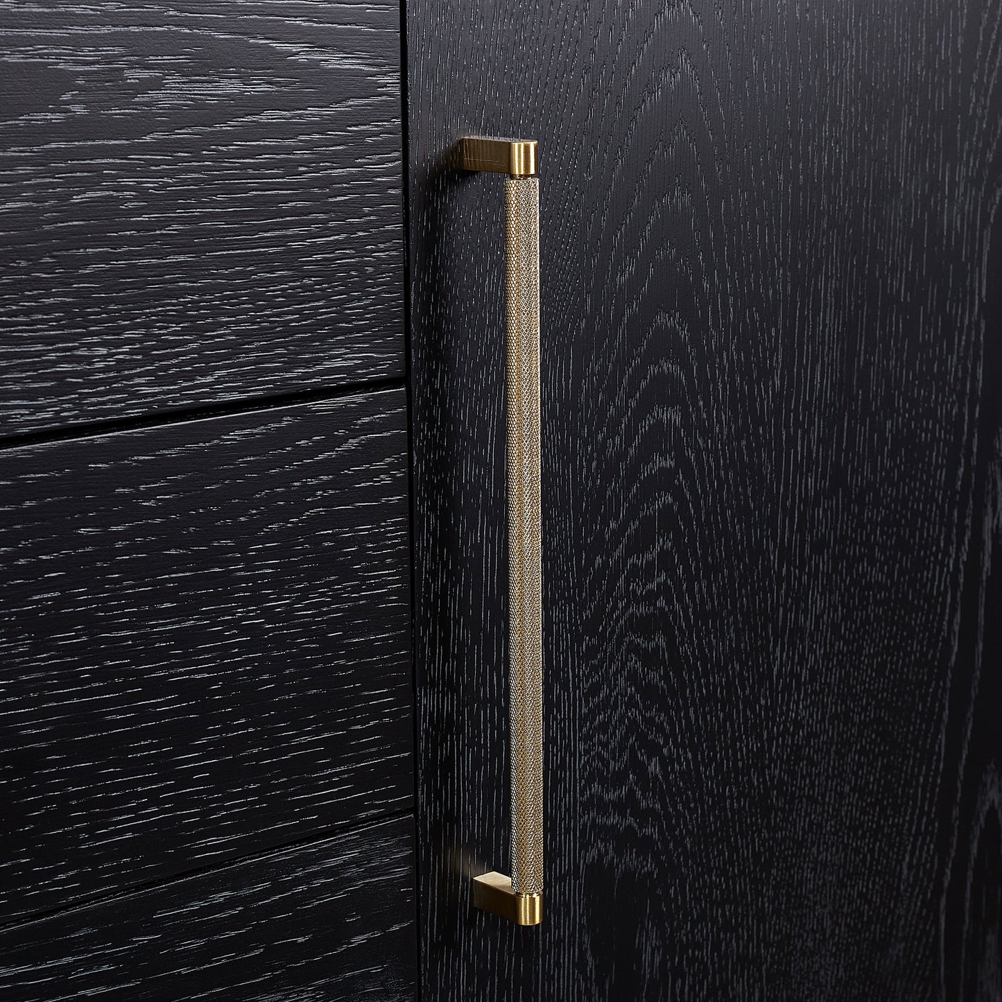 Vinnova, Gara 30" Free-standing Single Bath Vanity in Fir Wood Black with White Grain Composite Stone Top and Mirror