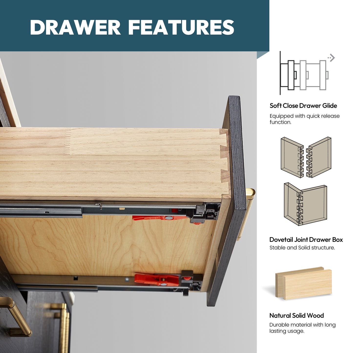 Vinnova, Gara 36" Free-standing Single Bath Vanity in Fir Wood Black with White Grain Composite Stone Top and Mirror