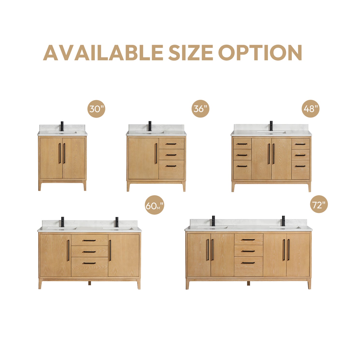 Vinnova Gara 72-inch free-standing double bathroom vanity in washed ash grey with white grain composite stone top and mirror