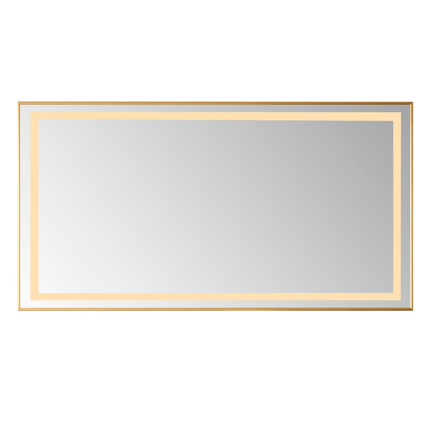 Vinnova, Teruel 60" Rectangular Aluminum Framed LED Wall Mount Bathroom Vanity Mirror in Gold