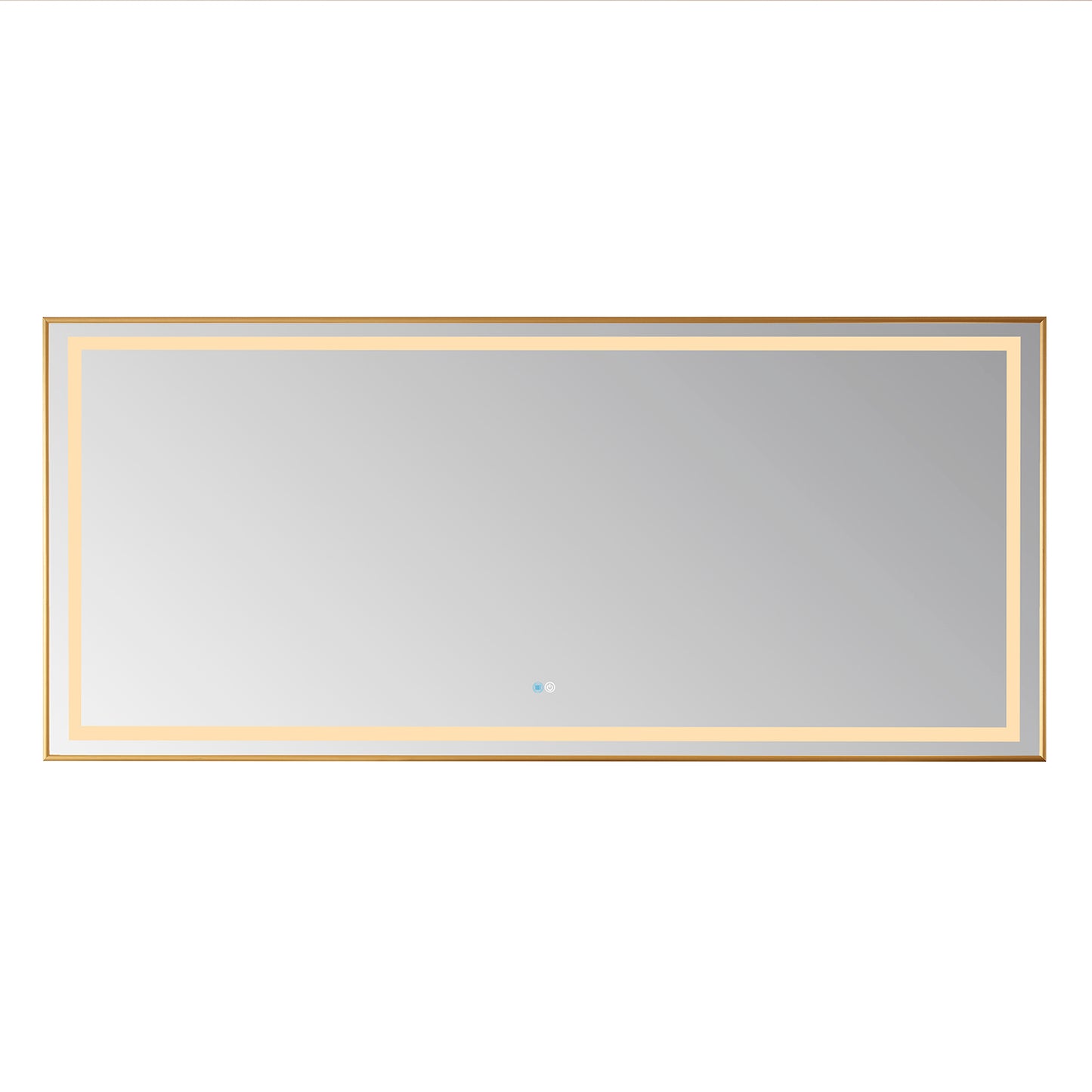 Vinnova, Teruel 72" Rectangular Aluminum Framed LED Wall Mount Bathroom Vanity Mirror in Gold