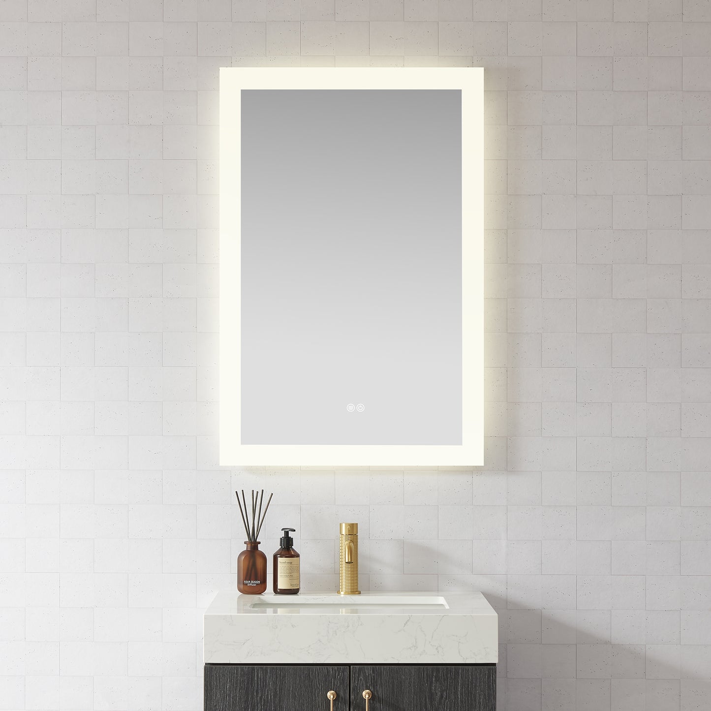 Vinnova, Beijing 24 in. W x 40 in. H Rectangular Acrylic Frameless LED Wall Mount Bathroom Vanity Mirror