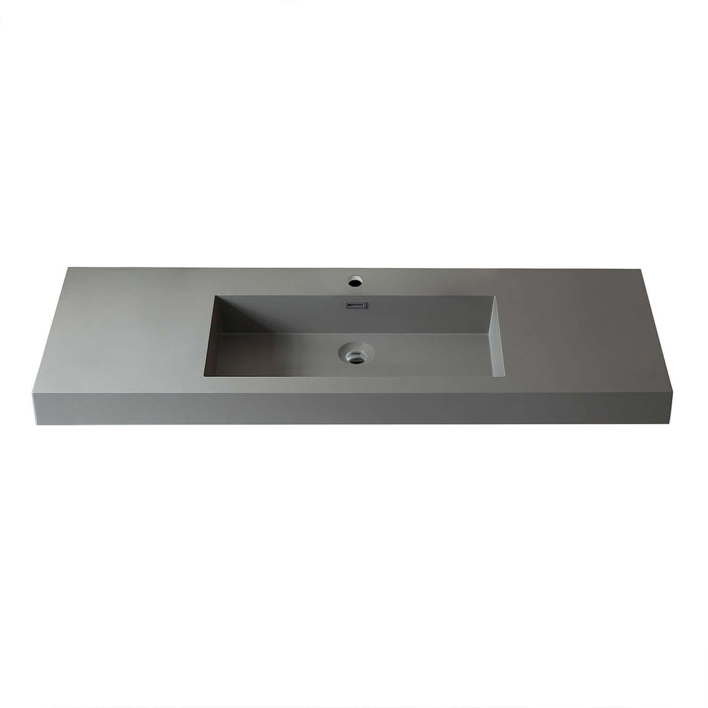 Vinnova, Ablitas 59.8 in. Rectangular Grey Finish Composite Granite Stone Console Bathroom Vanity Sink