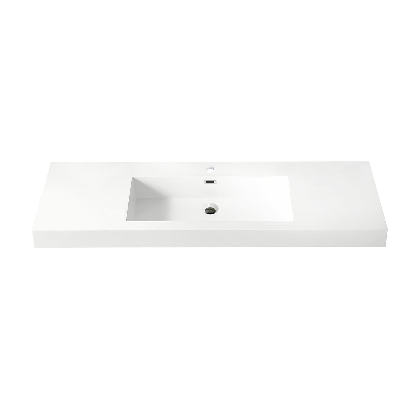 Vinnova, Ablitas 59.8 in. Rectangular White Finish Composite Granite Stone Console Bathroom Vanity Sink