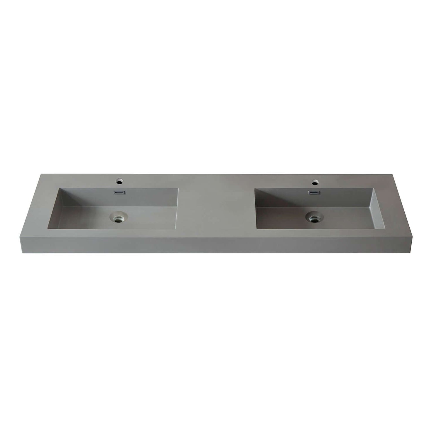 Vinnova, Ablitas 71.7 in. Rectangular Grey Finish Composite Granite Stone Console Bathroom Vanity Sink
