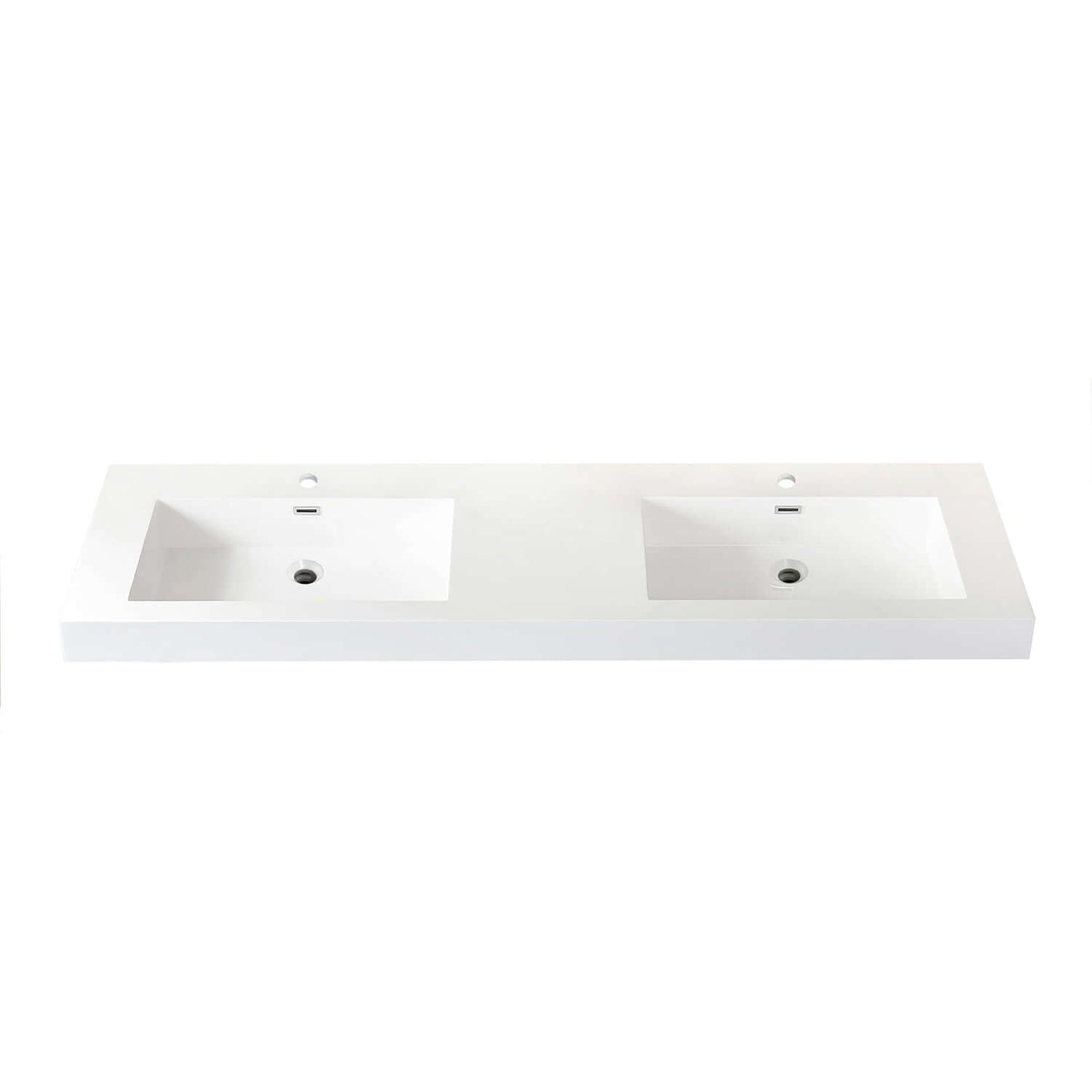 Vinnova, Ablitas 71.7 in. Rectangular White Finish Composite Granite Stone Console Bathroom Vanity Sink