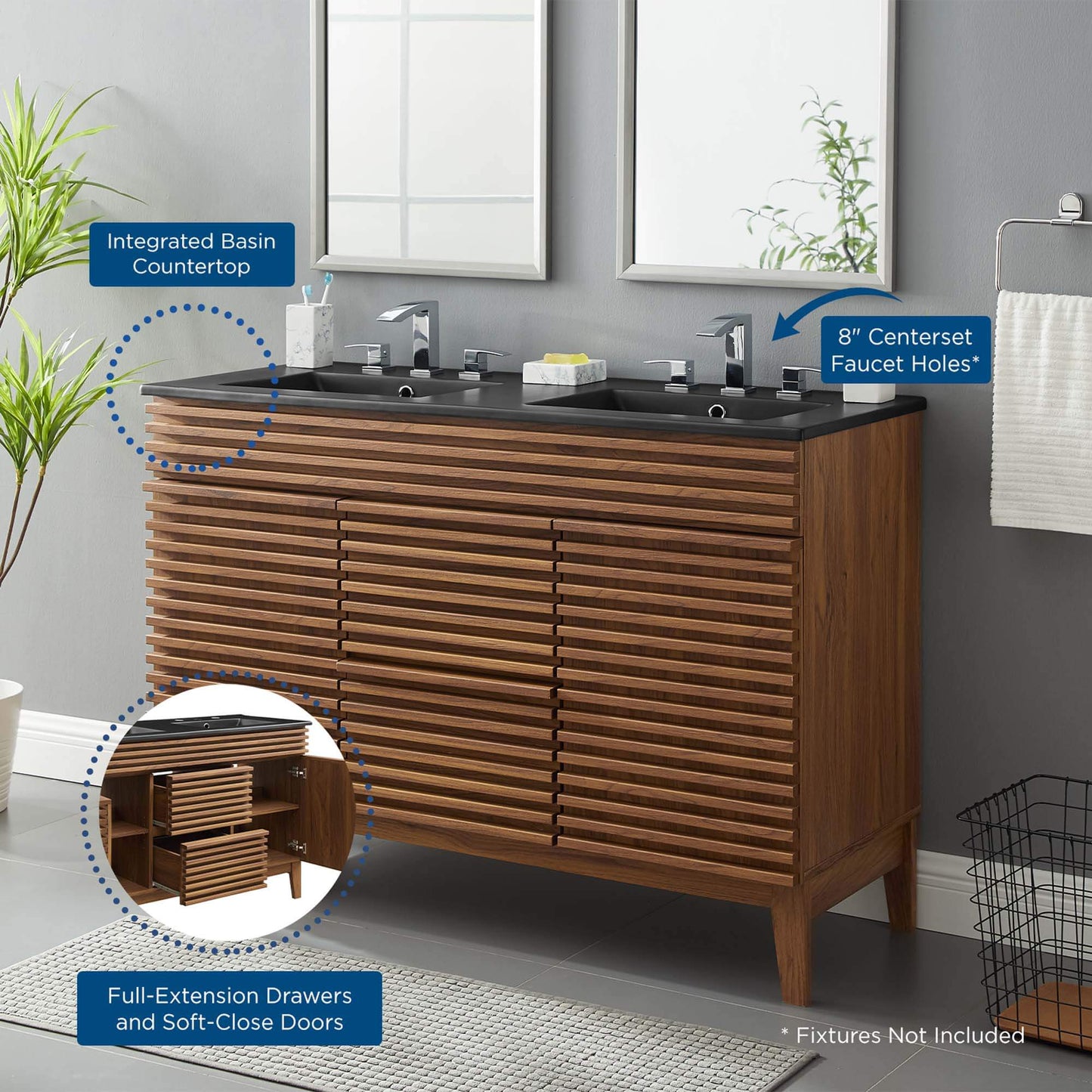 Render 48" Double Sink Bathroom Vanity by Modway