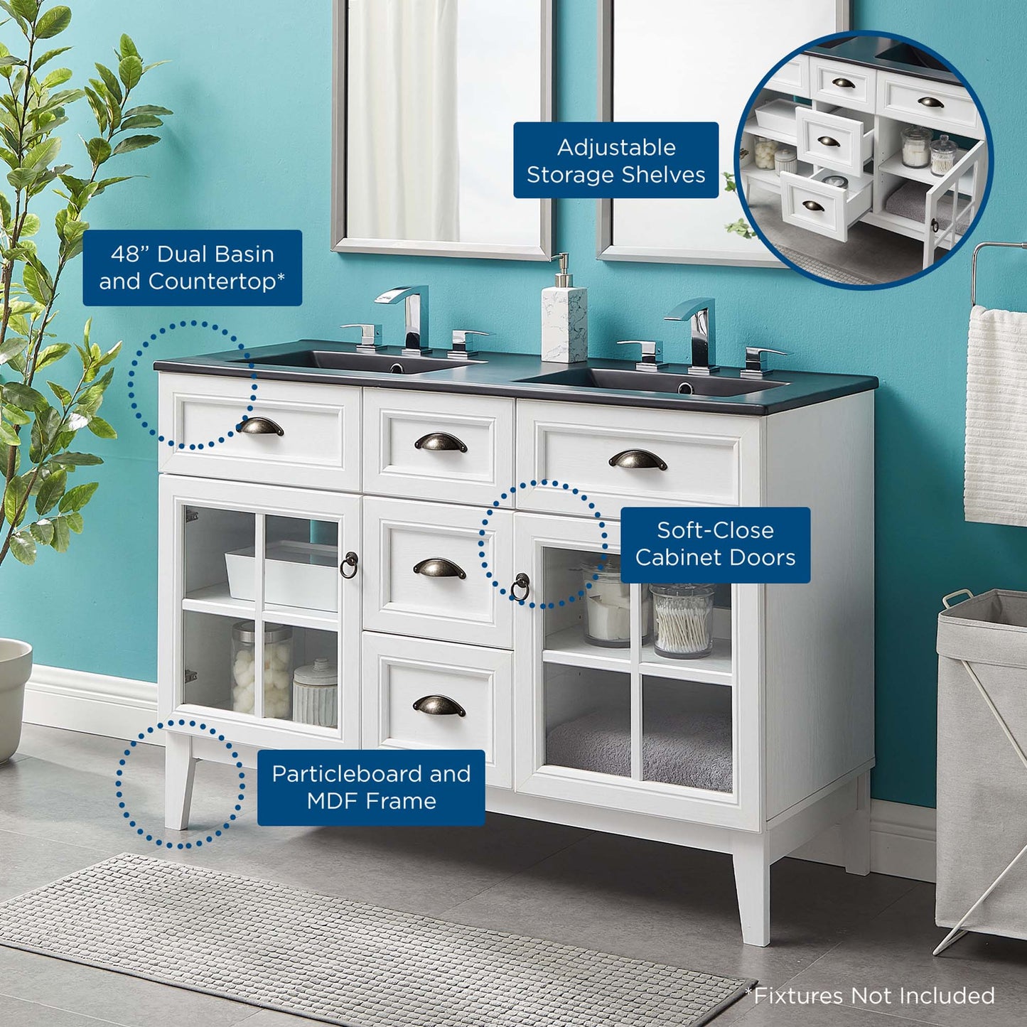 Modway, Isle 48" Double Bathroom Vanity Cabinet