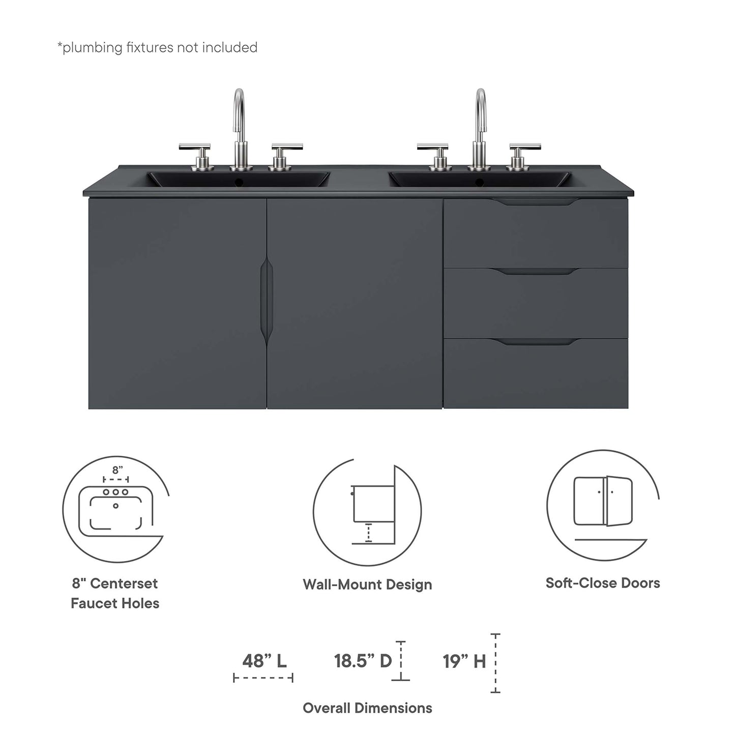 Modway, Vitality 48" Double Sink Bathroom Vanity