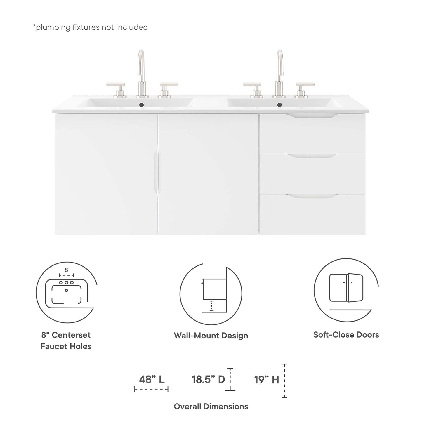 Modway, Vitality 48" Double Sink Bathroom Vanity