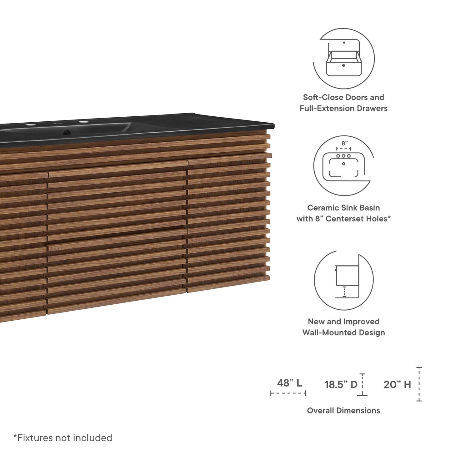 Modway, Render 48" Wall-Mount Bathroom Vanity