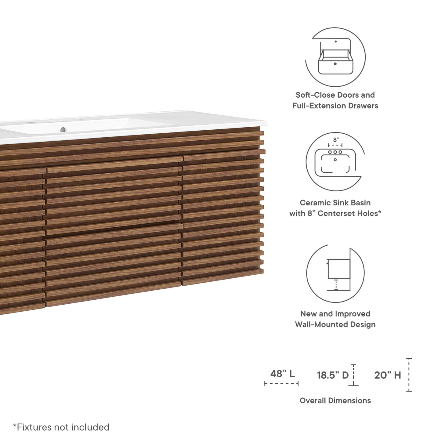 Modway, Render 48" Wall-Mount Bathroom Vanity