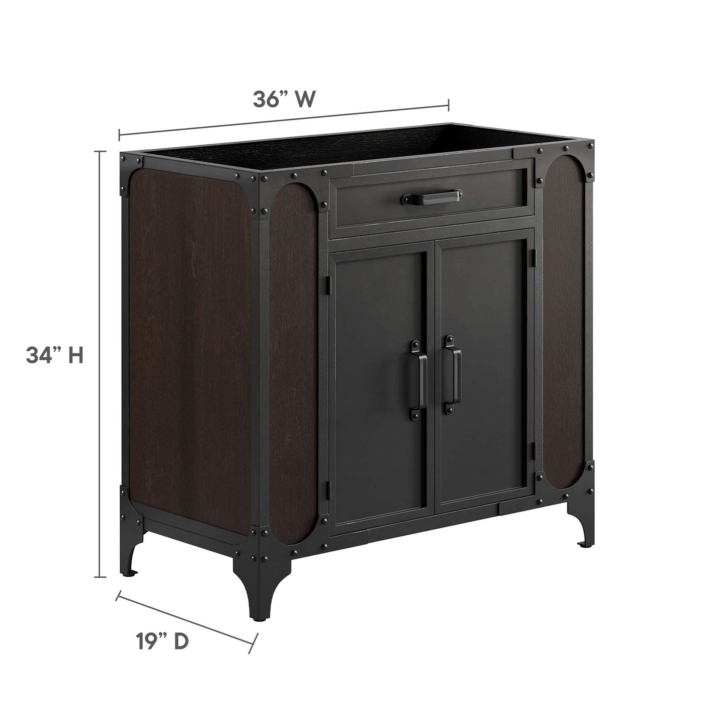 Modway, Steamforge 36" Bathroom Vanity Cabinet (Sink Basin Not Included)