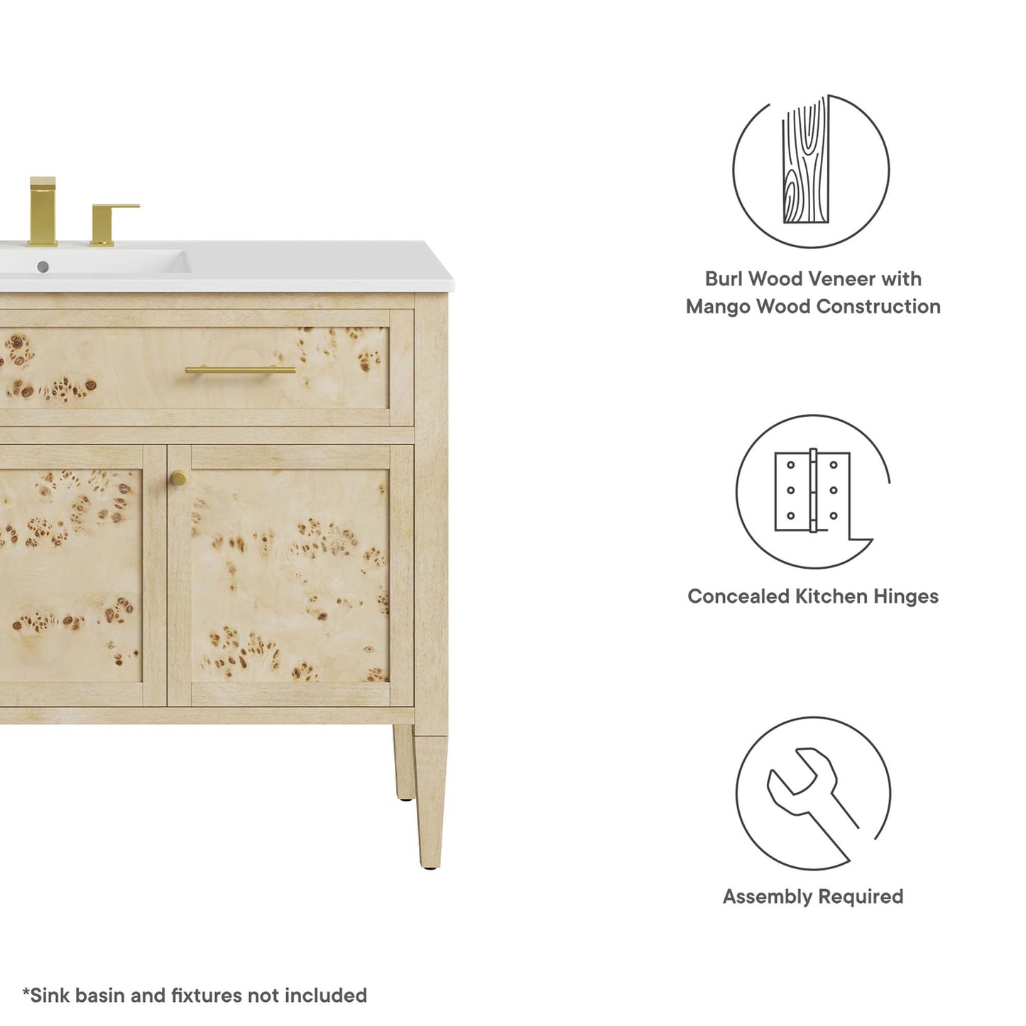 Modway, Elysian 48" Wood Bathroom Vanity Cabinet