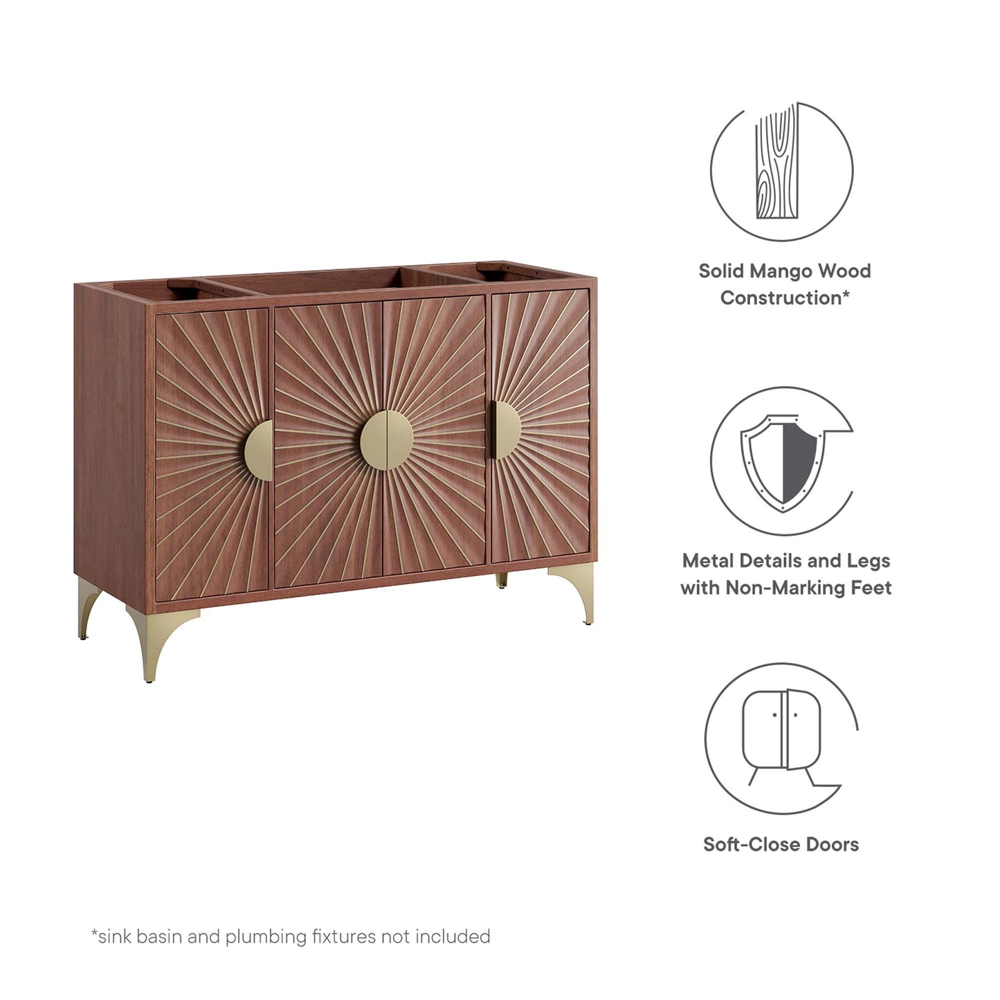 Modway, Daylight 48" Single Sink Compatible (Not Included) Bathroom Vanity Cabinet