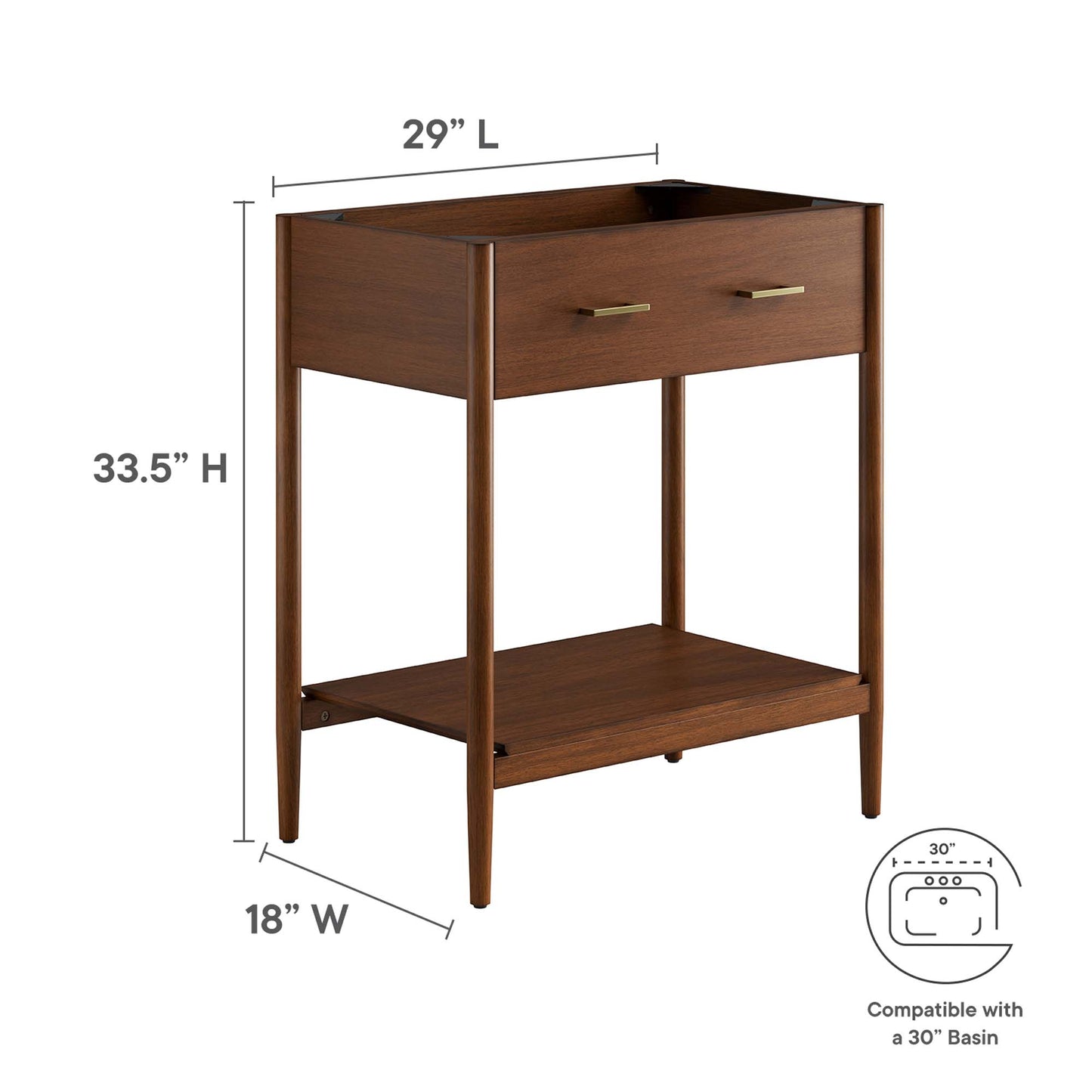 Modway, Zaire 30" Bathroom Vanity Cabinet (Sink Basin Not Included)