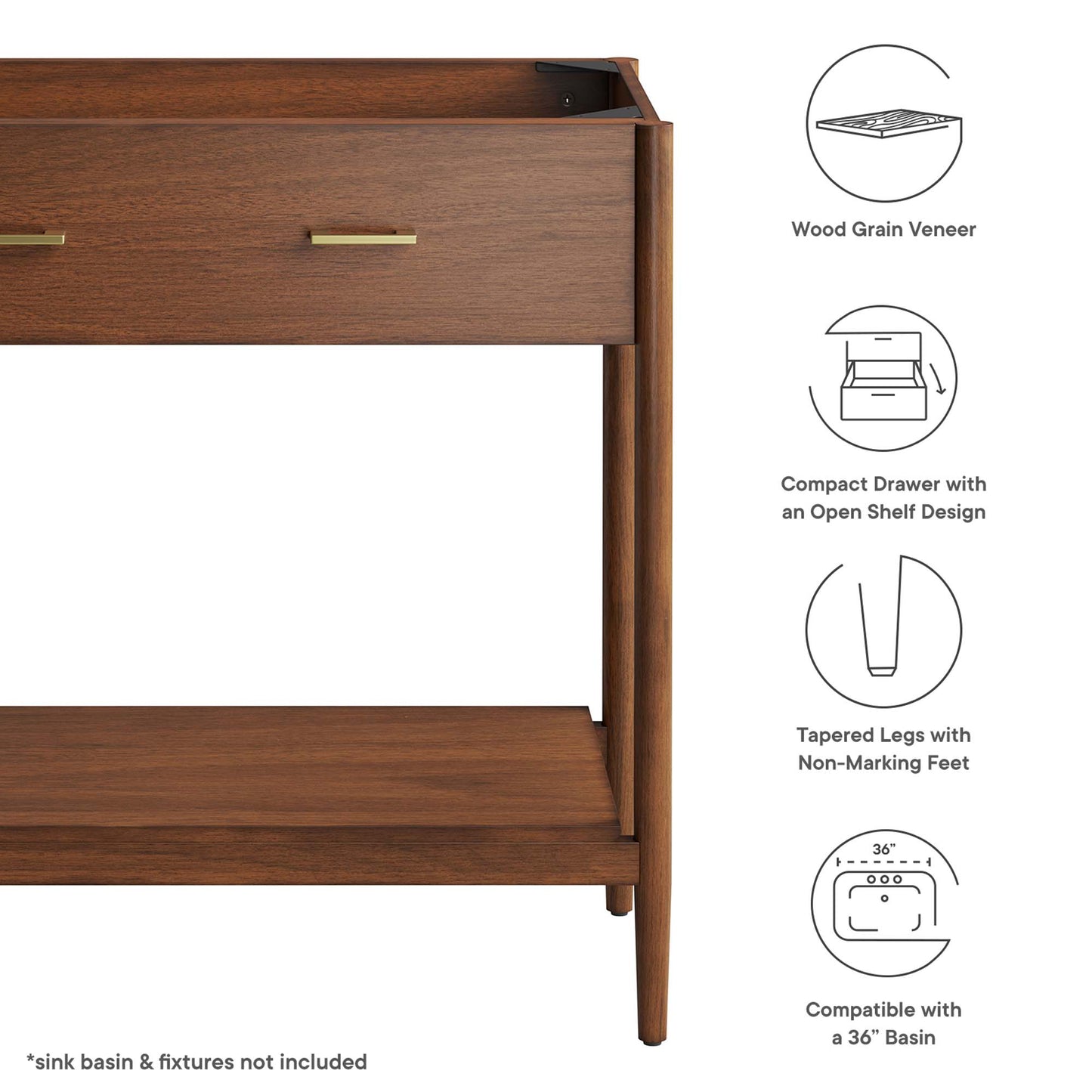 Modway, Zaire 36" Bathroom Vanity Cabinet (Sink Basin Not Included)
