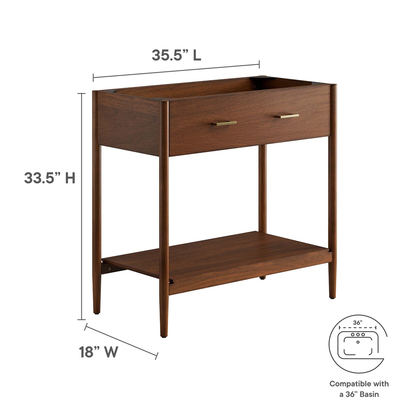 Modway, Zaire 36" Bathroom Vanity Cabinet (Sink Basin Not Included)