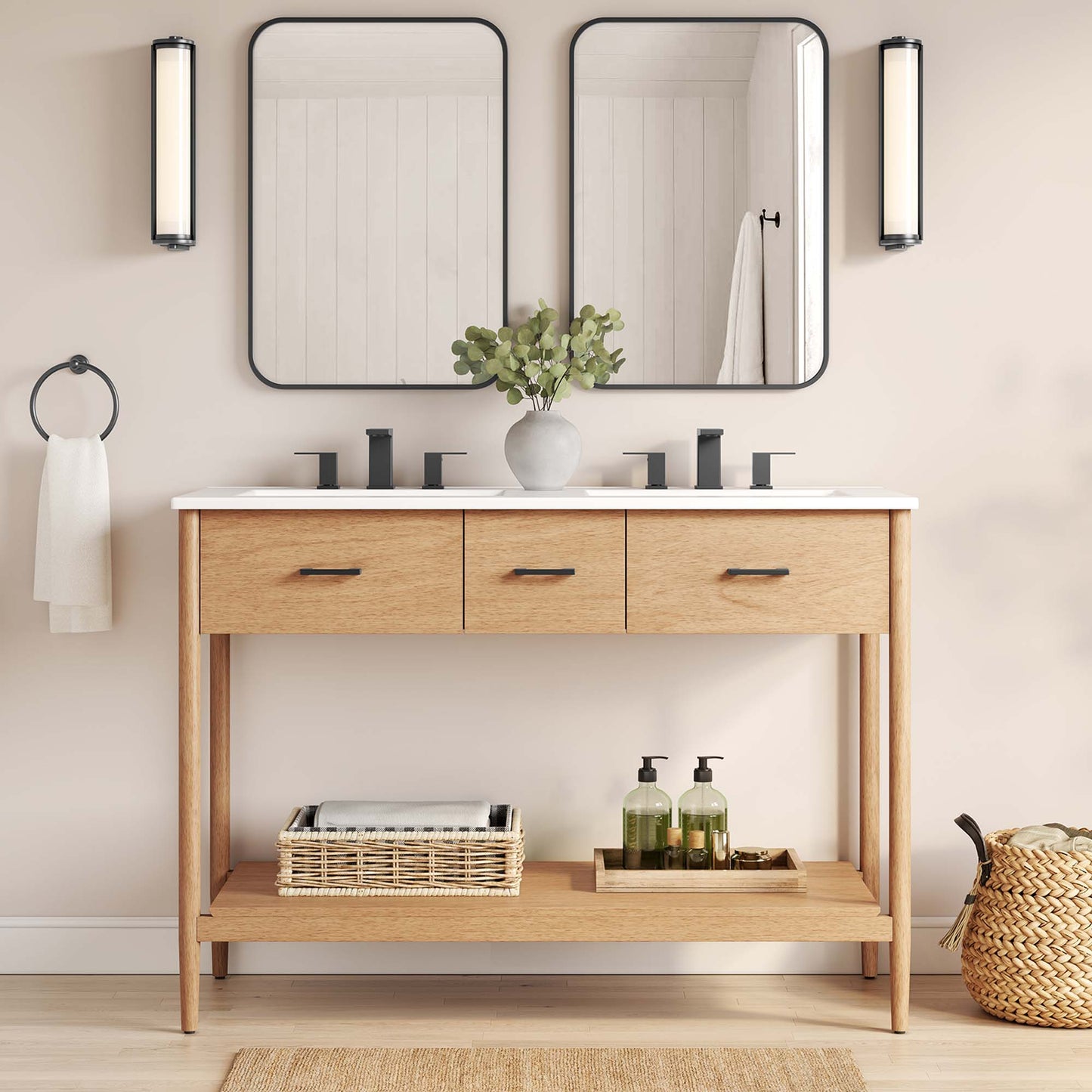 Modway, Zaire 48” Double Sink Compatible Bathroom Vanity Cabinet (Sink Basin Not Included)