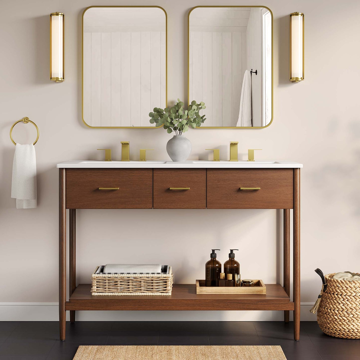 Modway, Zaire 48” Double Sink Compatible Bathroom Vanity Cabinet (Sink Basin Not Included)