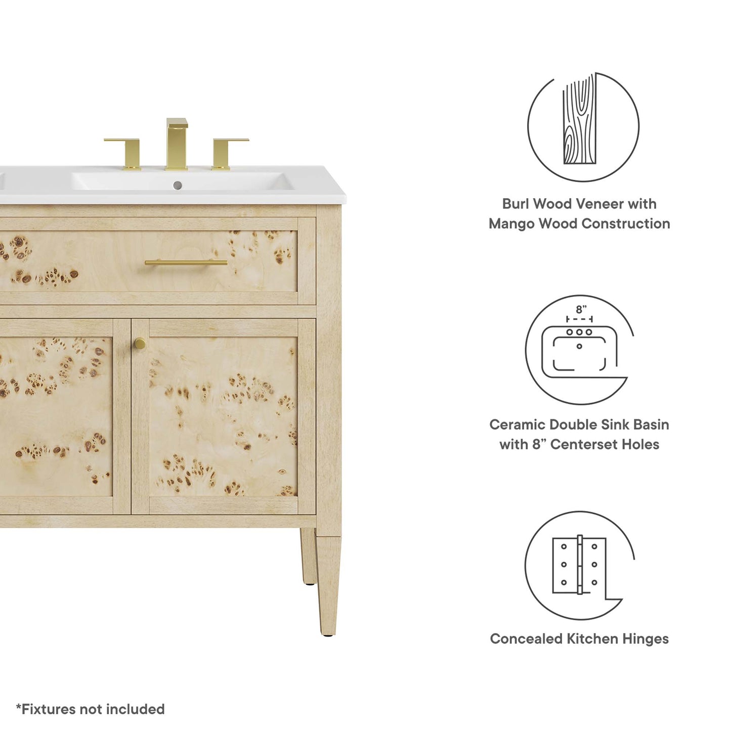 Modway, Elysian 48" Double Sink Bathroom Vanity by Modway