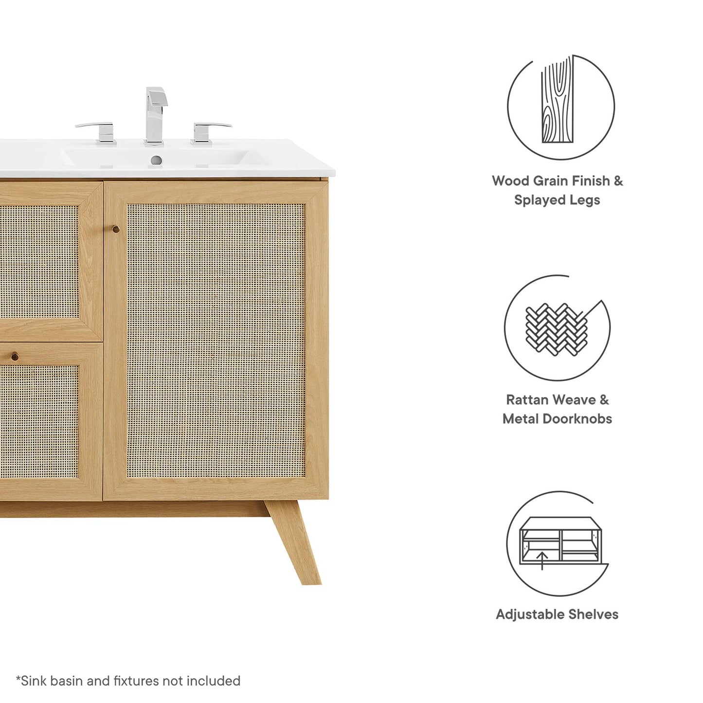 Modway, Soma 48” Single or Double Sink Compatible Bathroom Vanity Cabinet (Sink Basin Not Included)