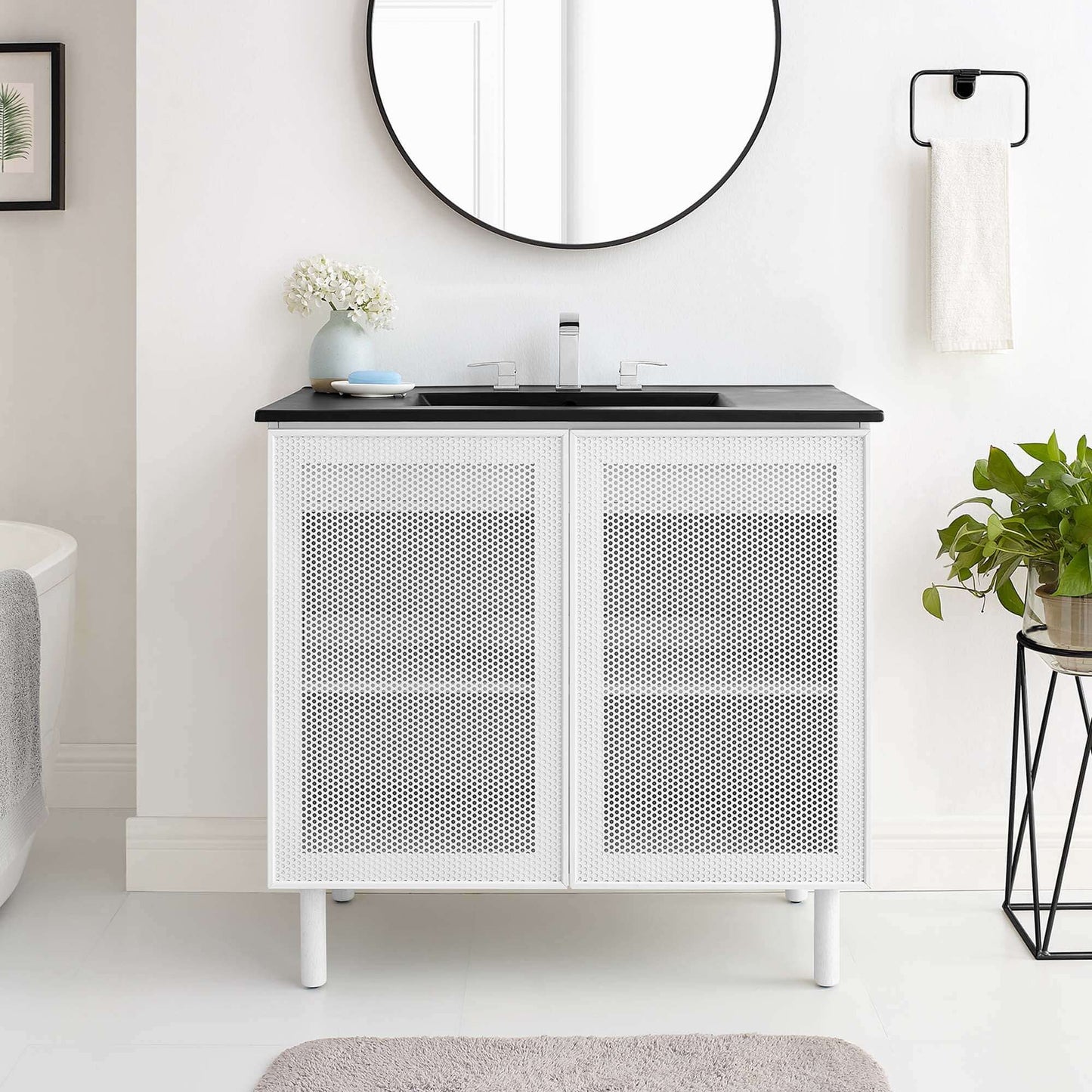 Calla 36" Perforated Metal Bathroom Vanity by Modway