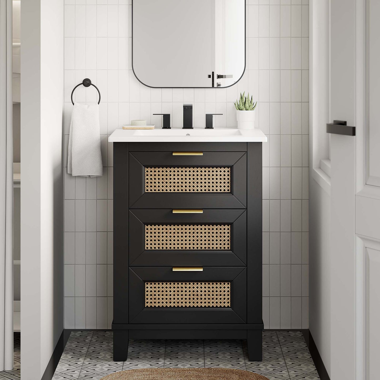 Modway, Dixie 24" Solid Wood Bathroom Vanity