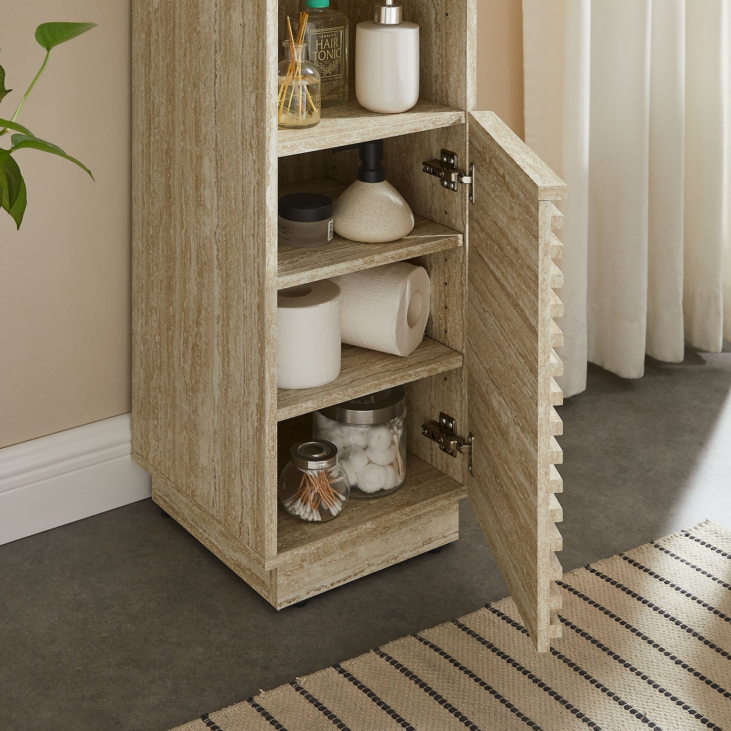 Modway, Render Tall Narrow Faux Travertine Linen Storage Cabinet