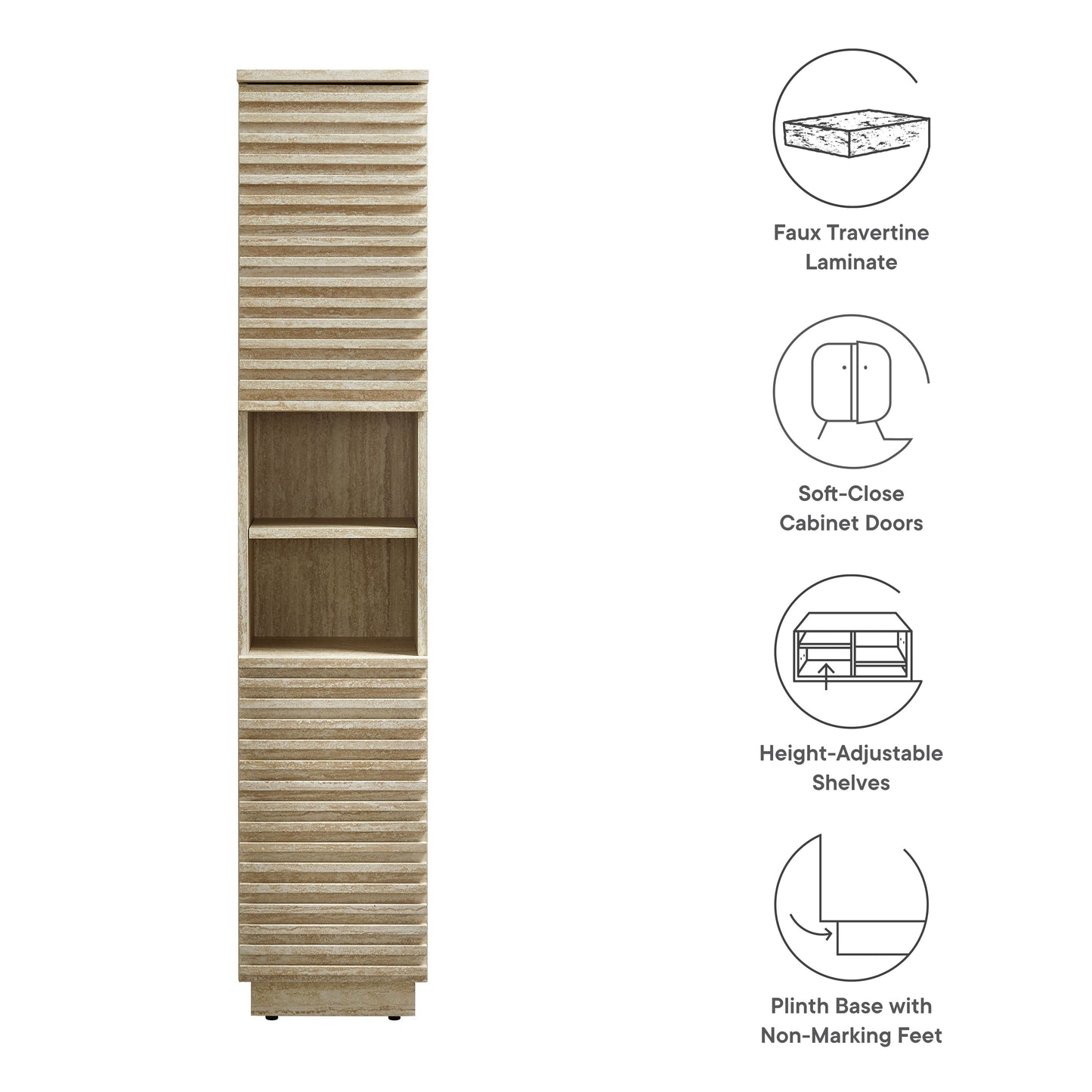 Modway, Render Tall Narrow Faux Travertine Linen Storage Cabinet