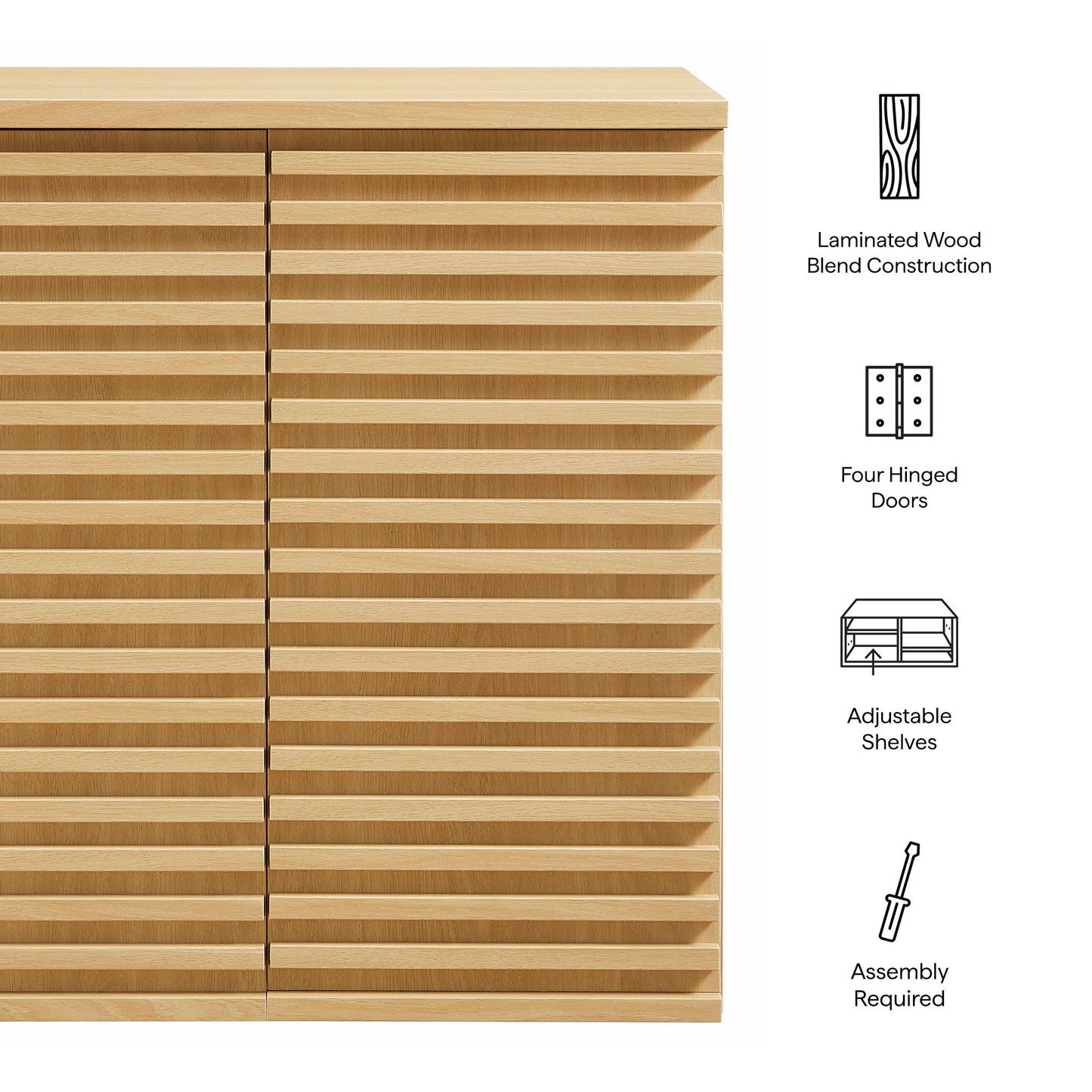Modway Render Wall Mounted Bathroom Cabinet featuring laminated wood blend construction and four hinged doors.
