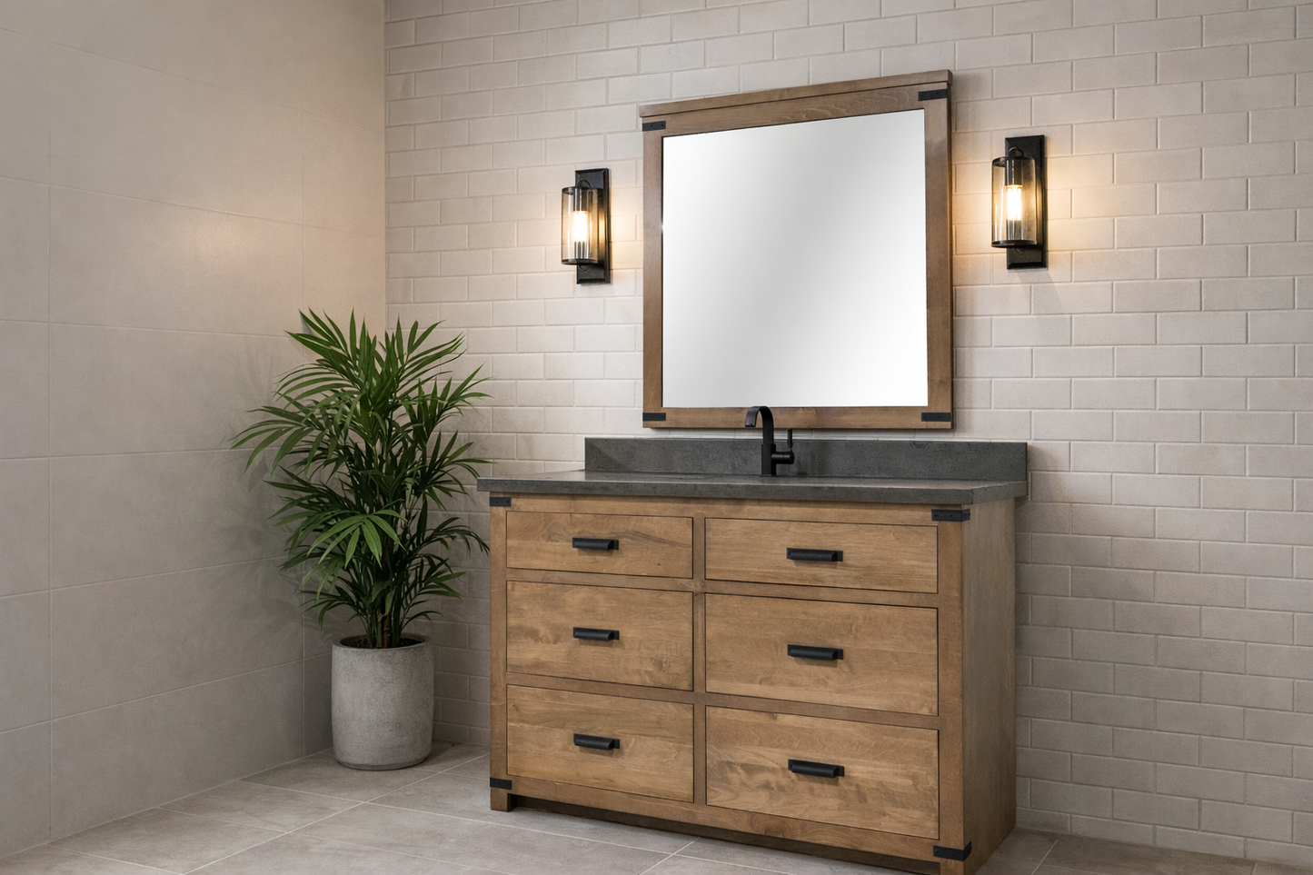 Trusty Wood Lexington Bathroom Vanity 48" with Six Drawers