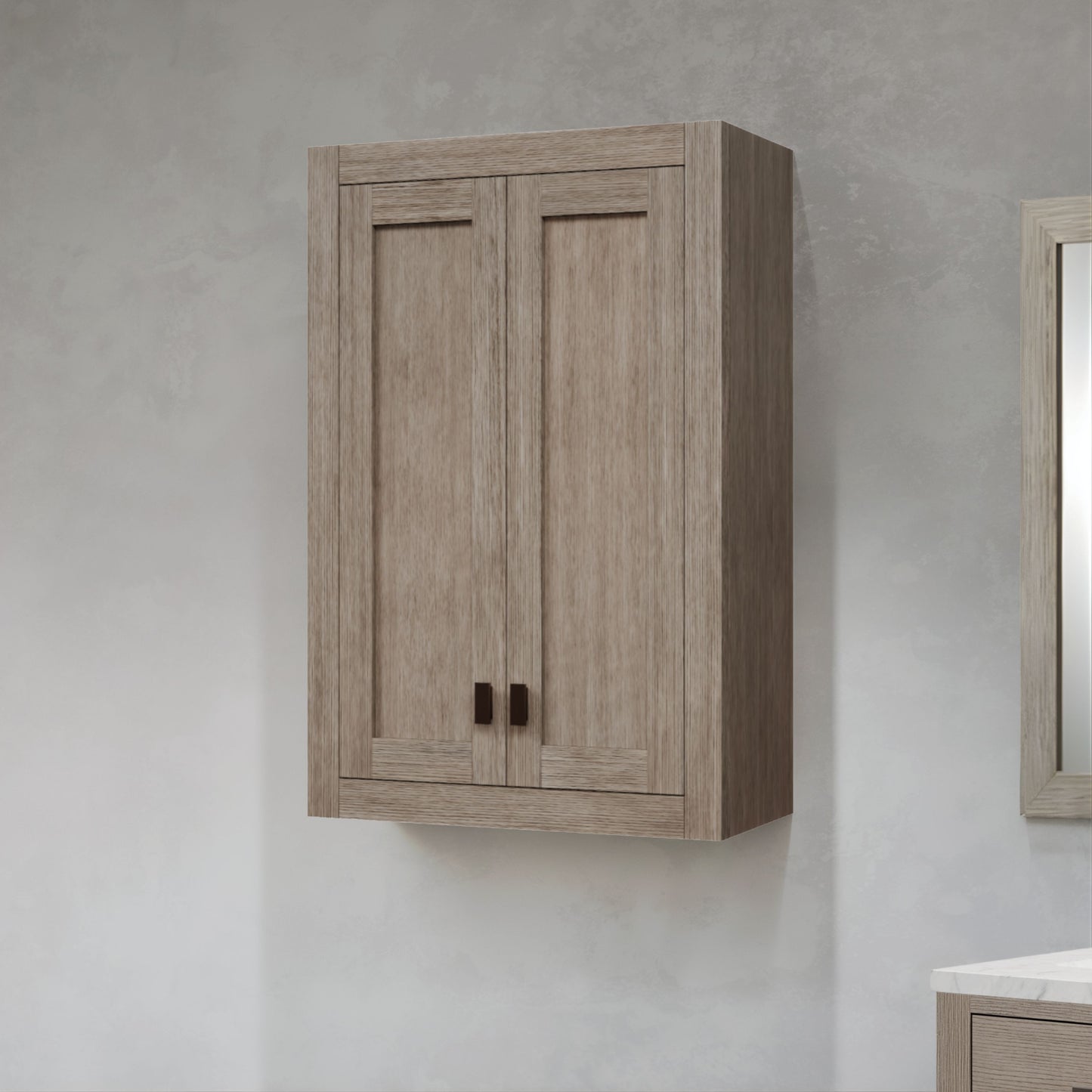 Madison 24 in. W x 8 in. D x 33 in. H Bathroom Storage Wall Cabinet in Grey Oak | Water Creation