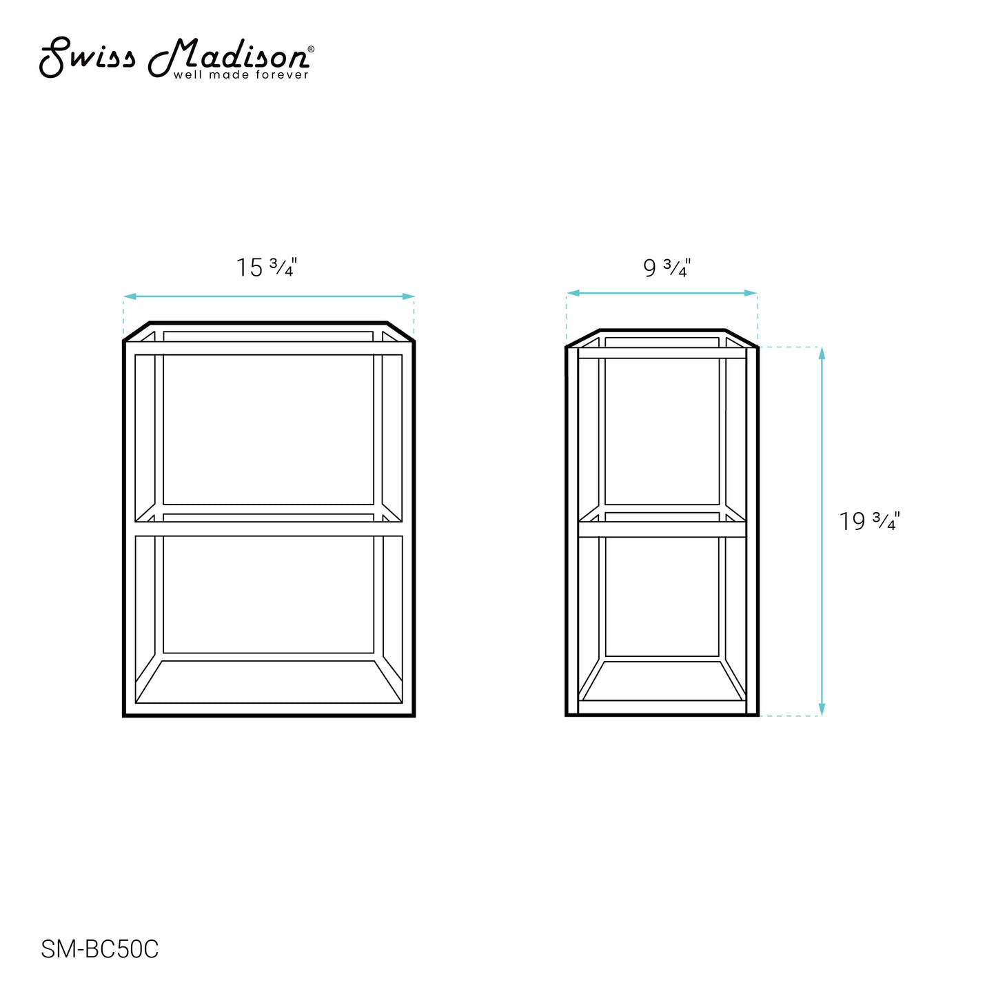 Swiss Madison, Pierre 16"x20"x10" Wall-Mounted Linen Cabinet in Chrome