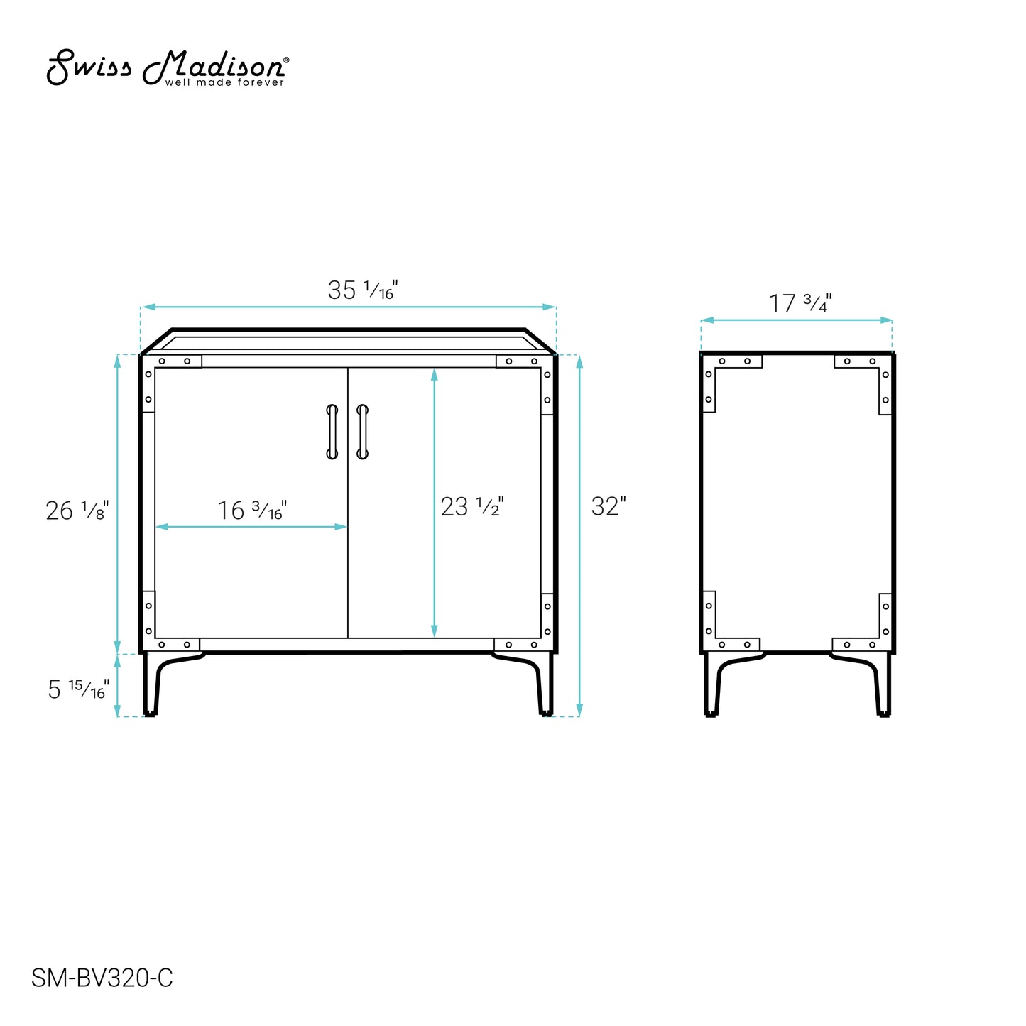 Swiss Madison Voltaire 36-inch bathroom vanity in White — view 6