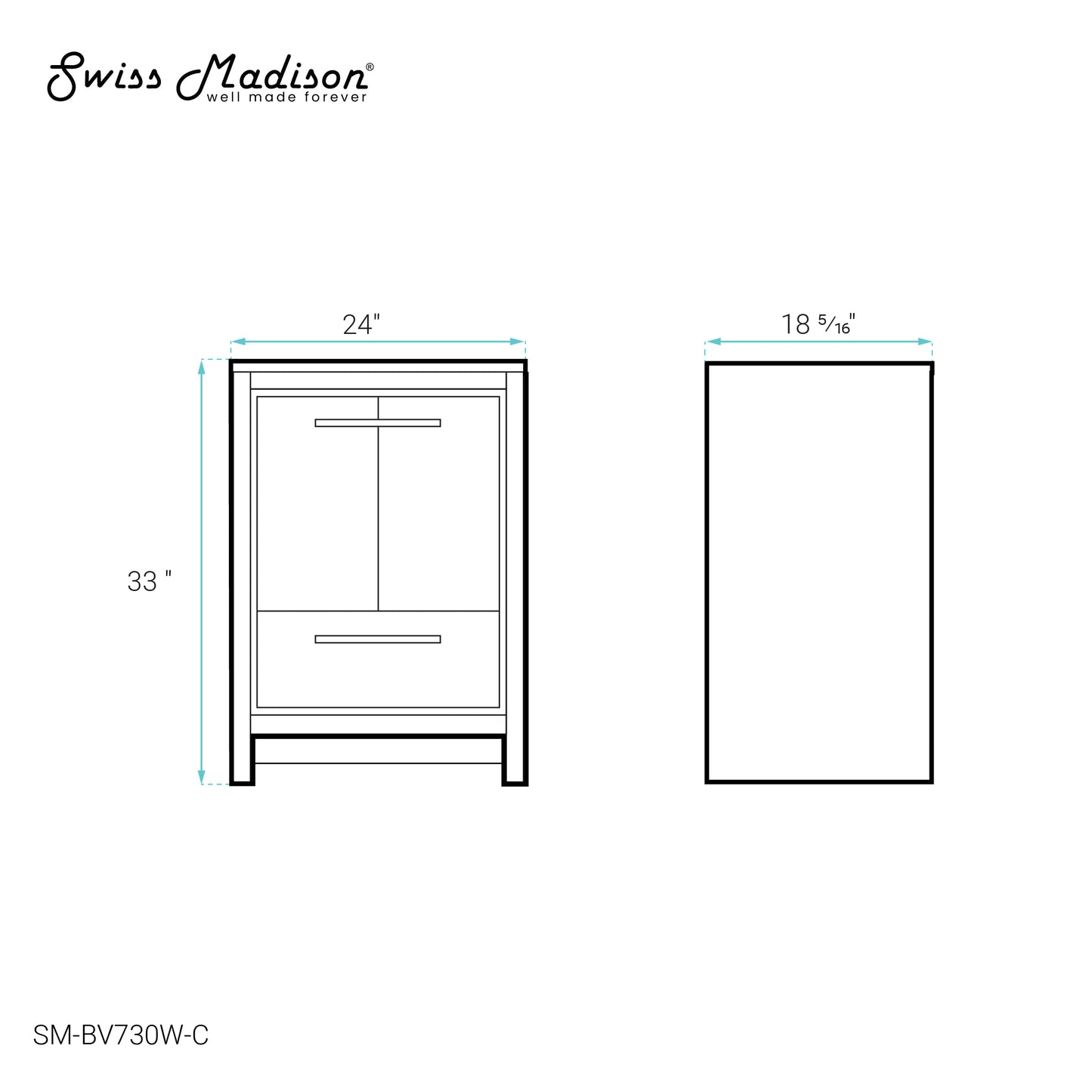 Swiss Madison, Virage 24 Freestanding, Bathroom Vanity in Glossy White Cabinet Only (SM-BV730W)