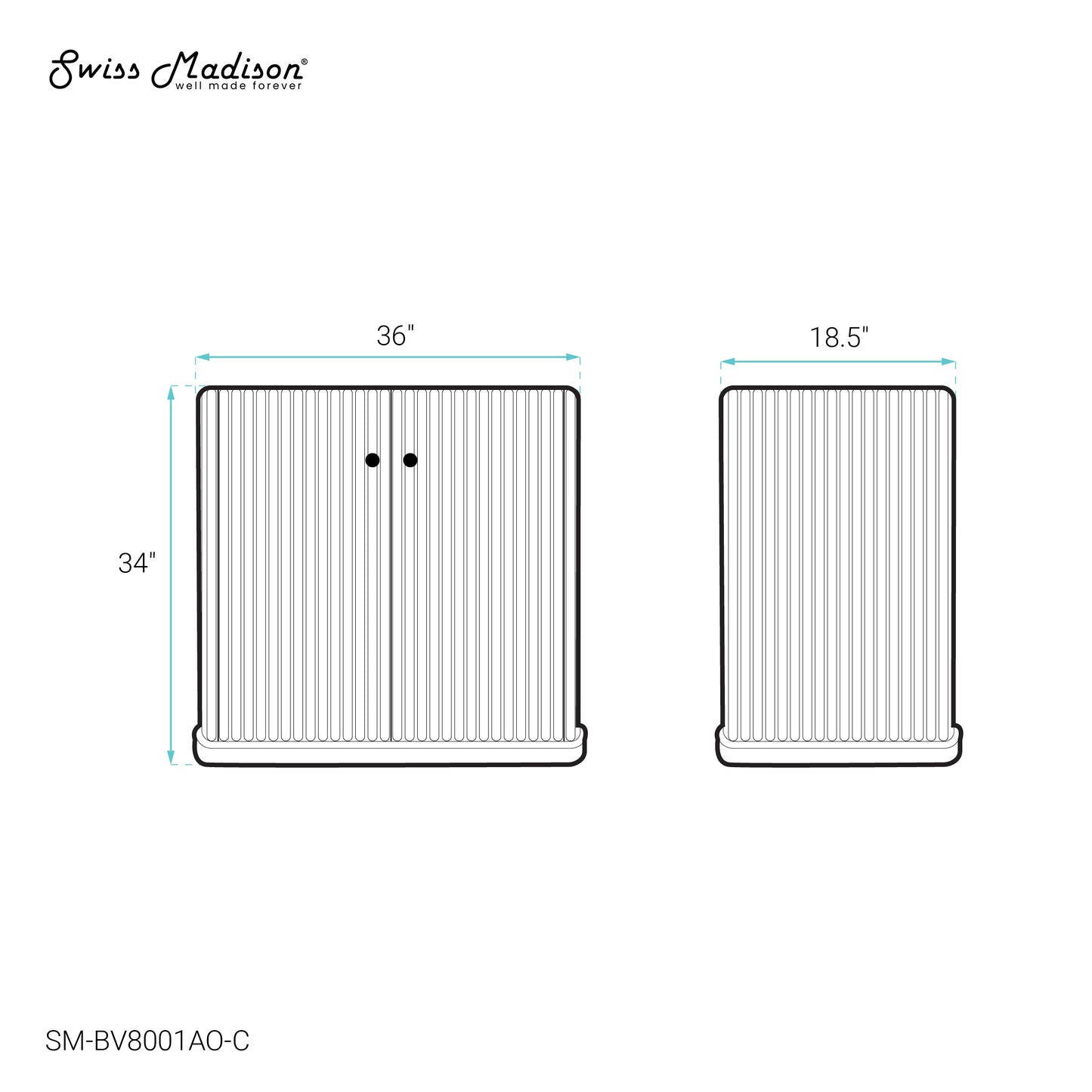Swiss Madison, Lafayette 36" Freestanding Bathroom Vanity Cabinet without Top in Black Oak