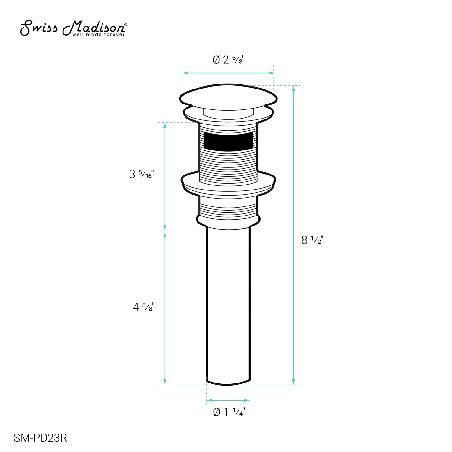 Swiss Madison, Residential Pop Up Sink Drain 1.75