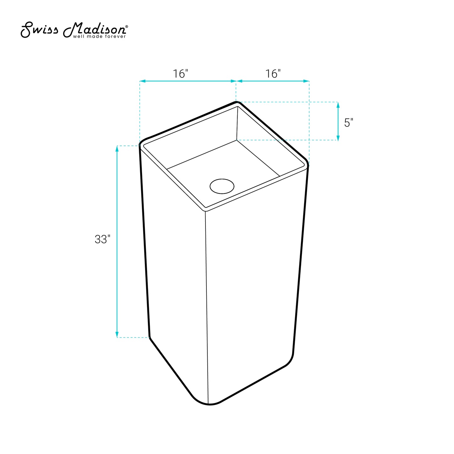 Swiss Madison, Claire One-Piece Pedestal Sink