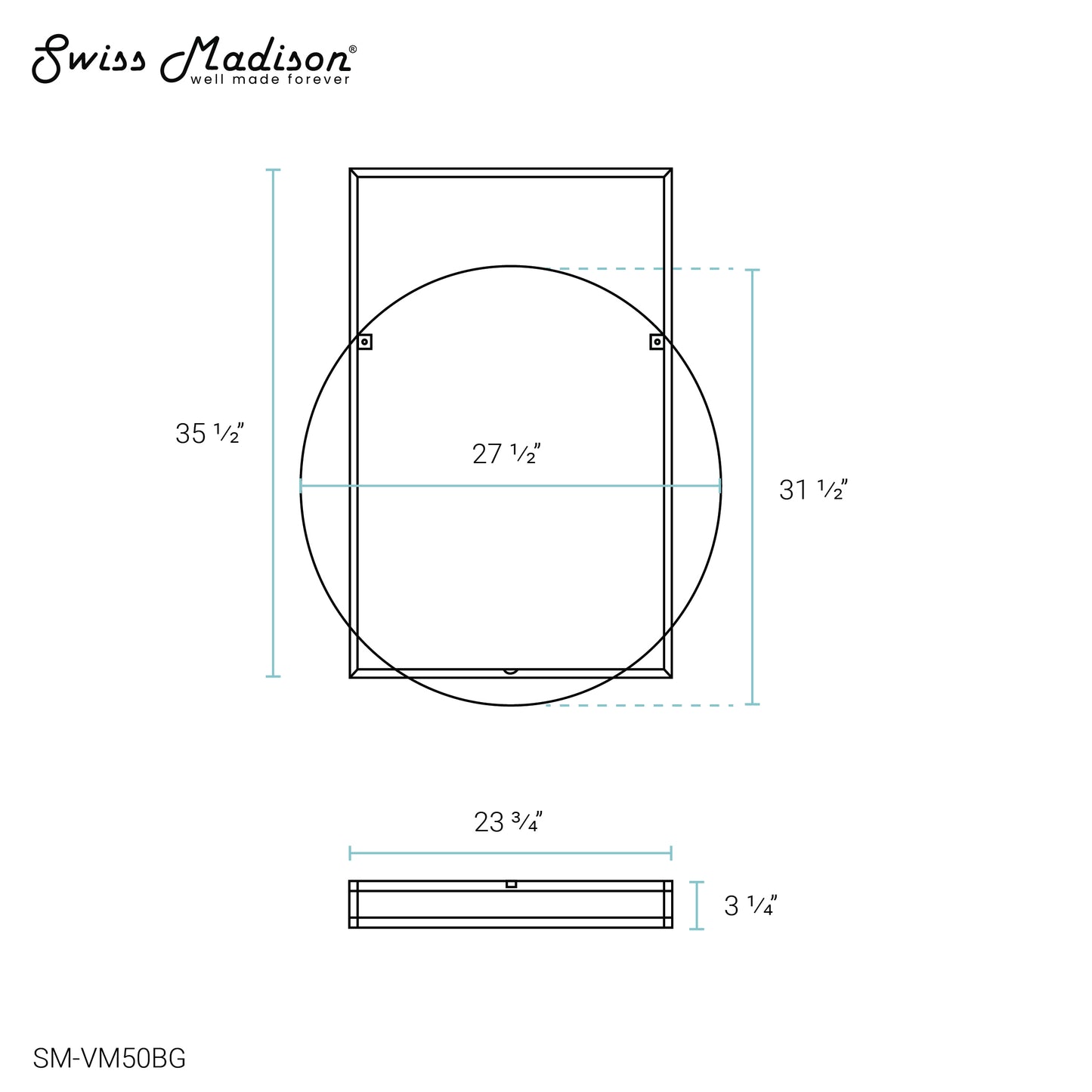 Swiss Madison, Pierre 35.5" Vanity Mirror in Brushed Gold