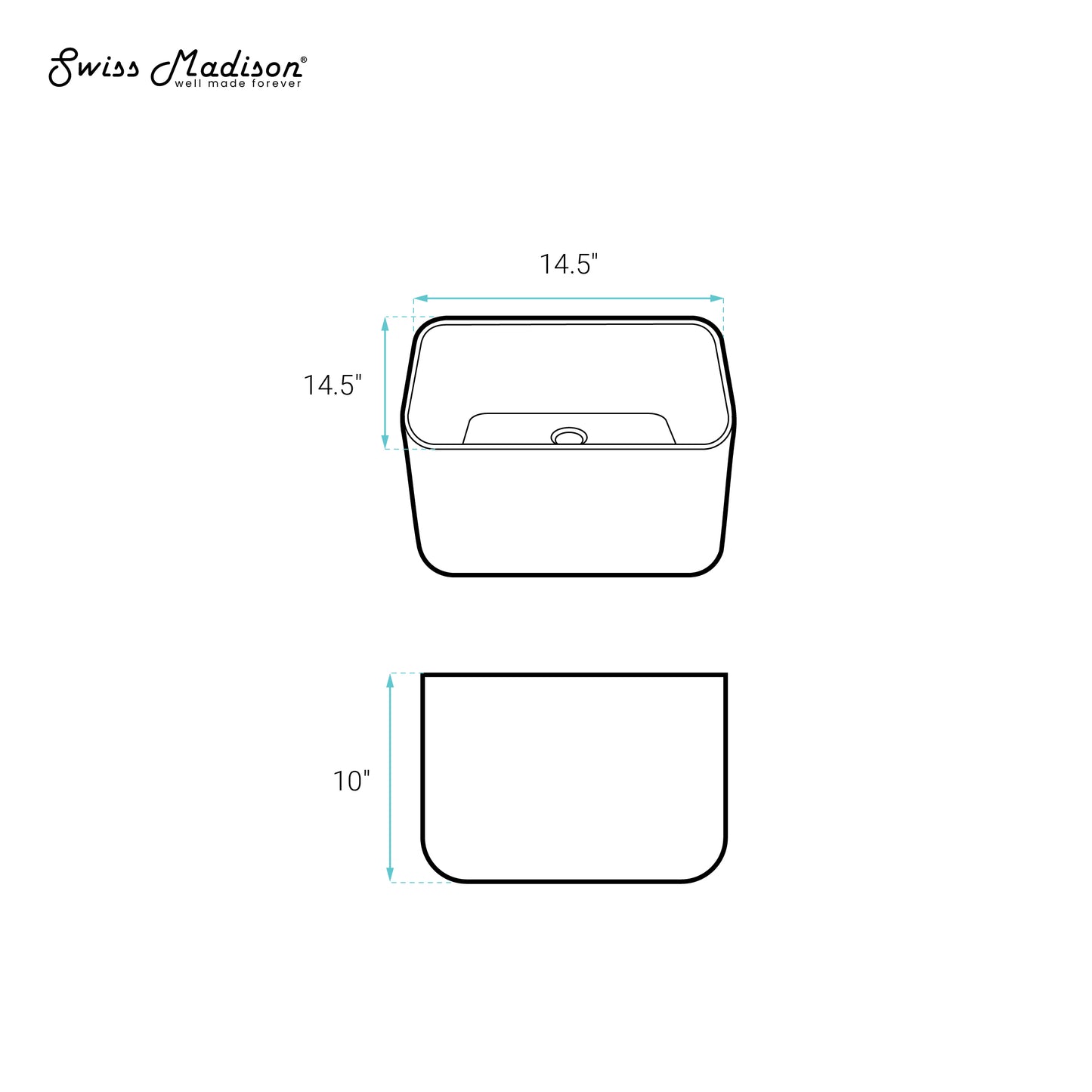 Swiss Madison, Carre 14.5" Square Vessel Bathroom Sink